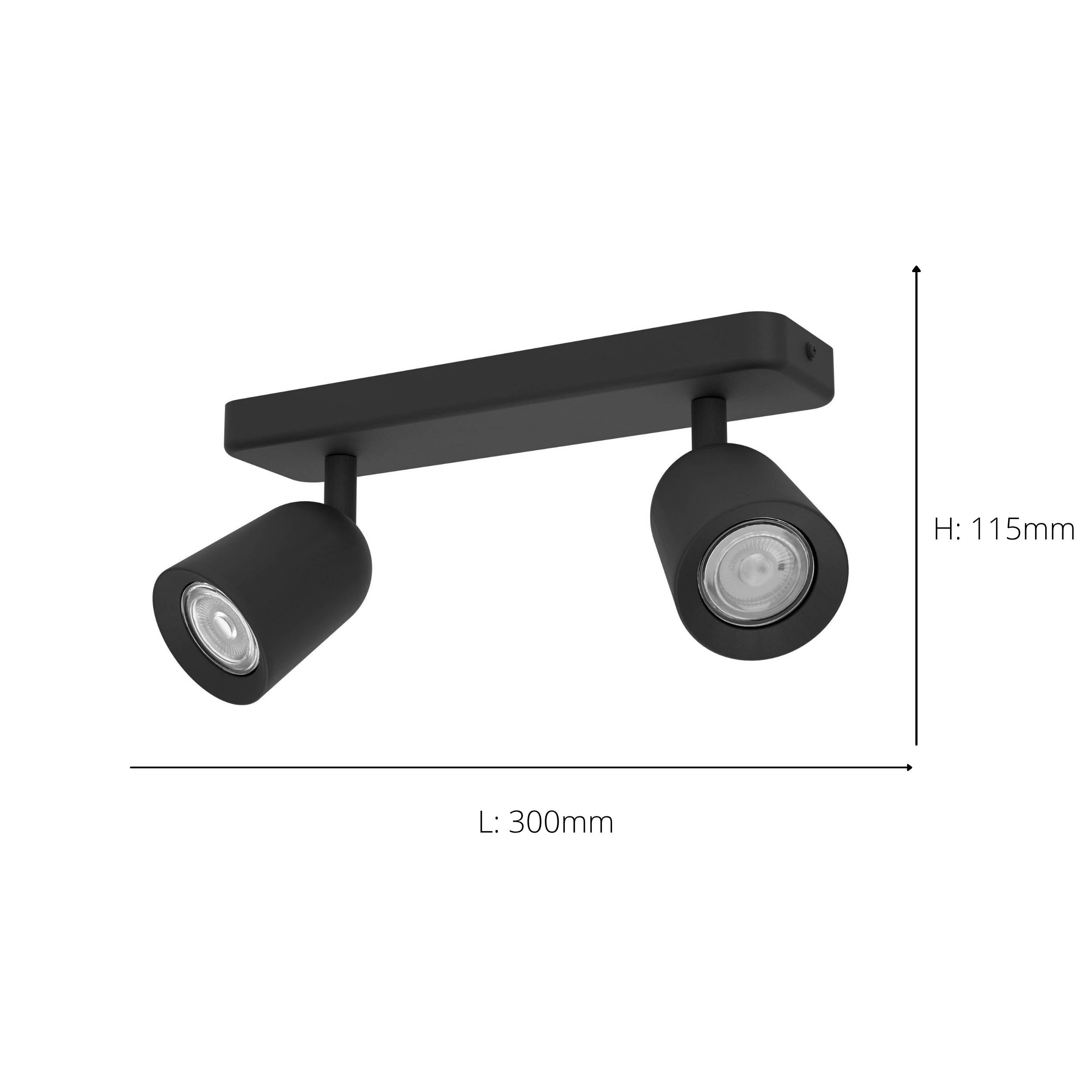 EGLO Camaldoli Dark Black LED Dual Ceiling Spotlight