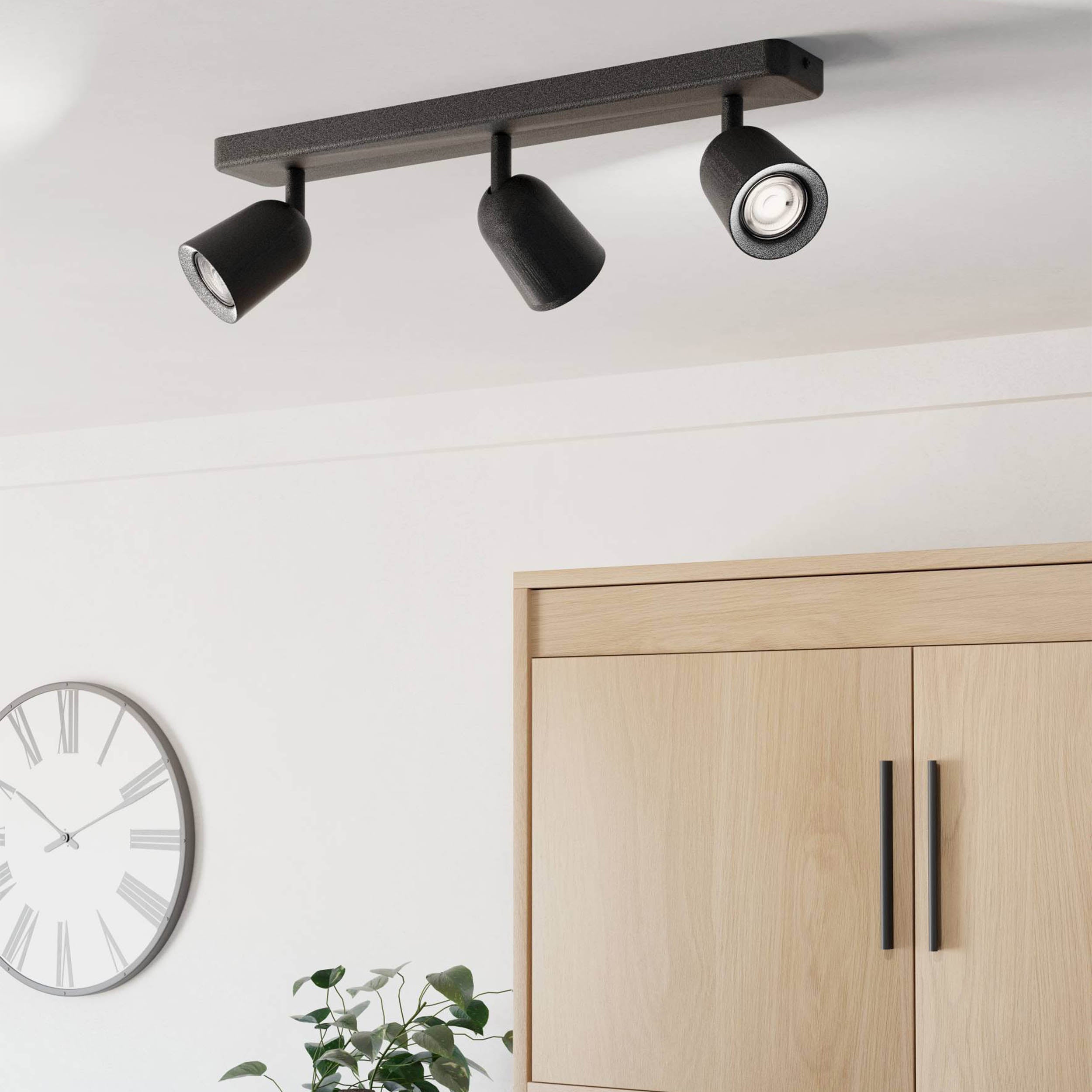 EGLO Camaldoli Dark Black LED Triple Ceiling Spotlight