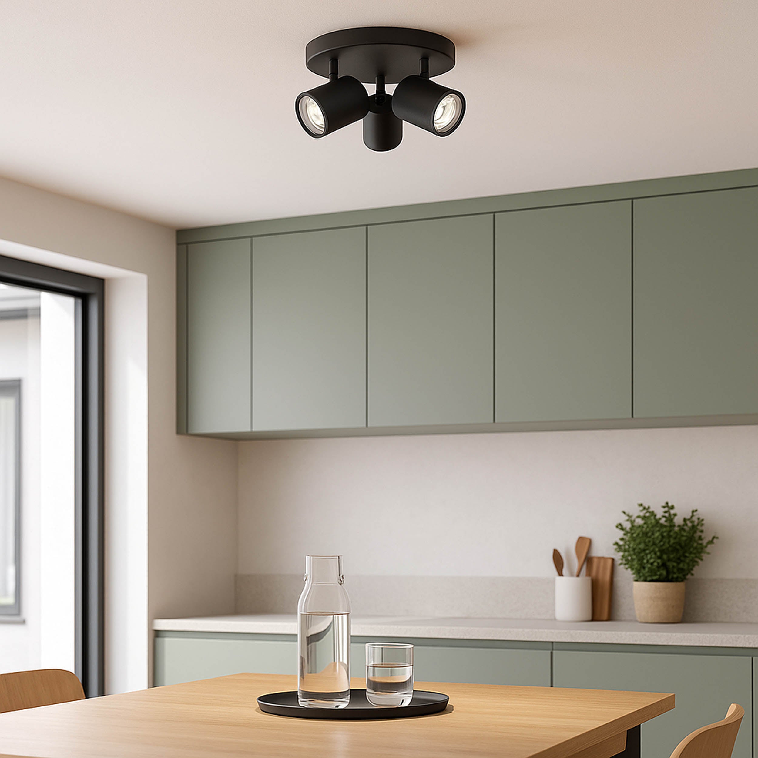 EGLO Consuma 1 Black Steel GU10 Triple Round Bathroom Spotlight