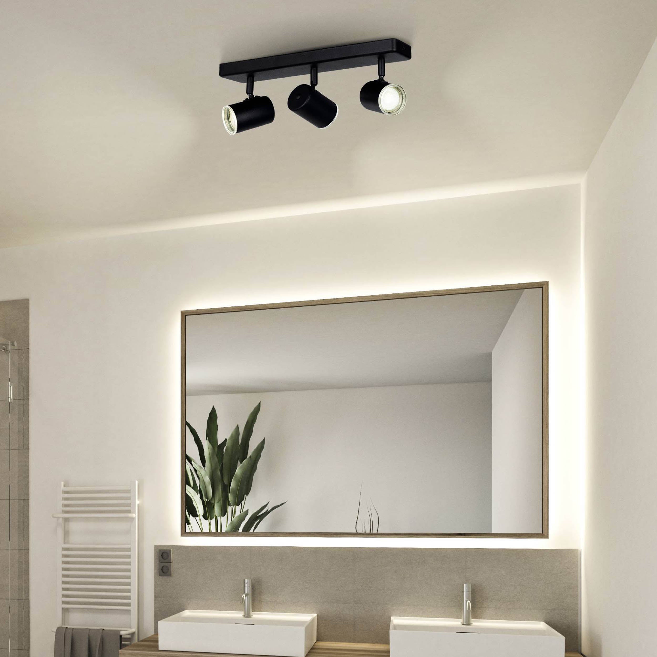 EGLO Consuma 1 Black Steel GU10 Triple Bar Bathroom Spotlight