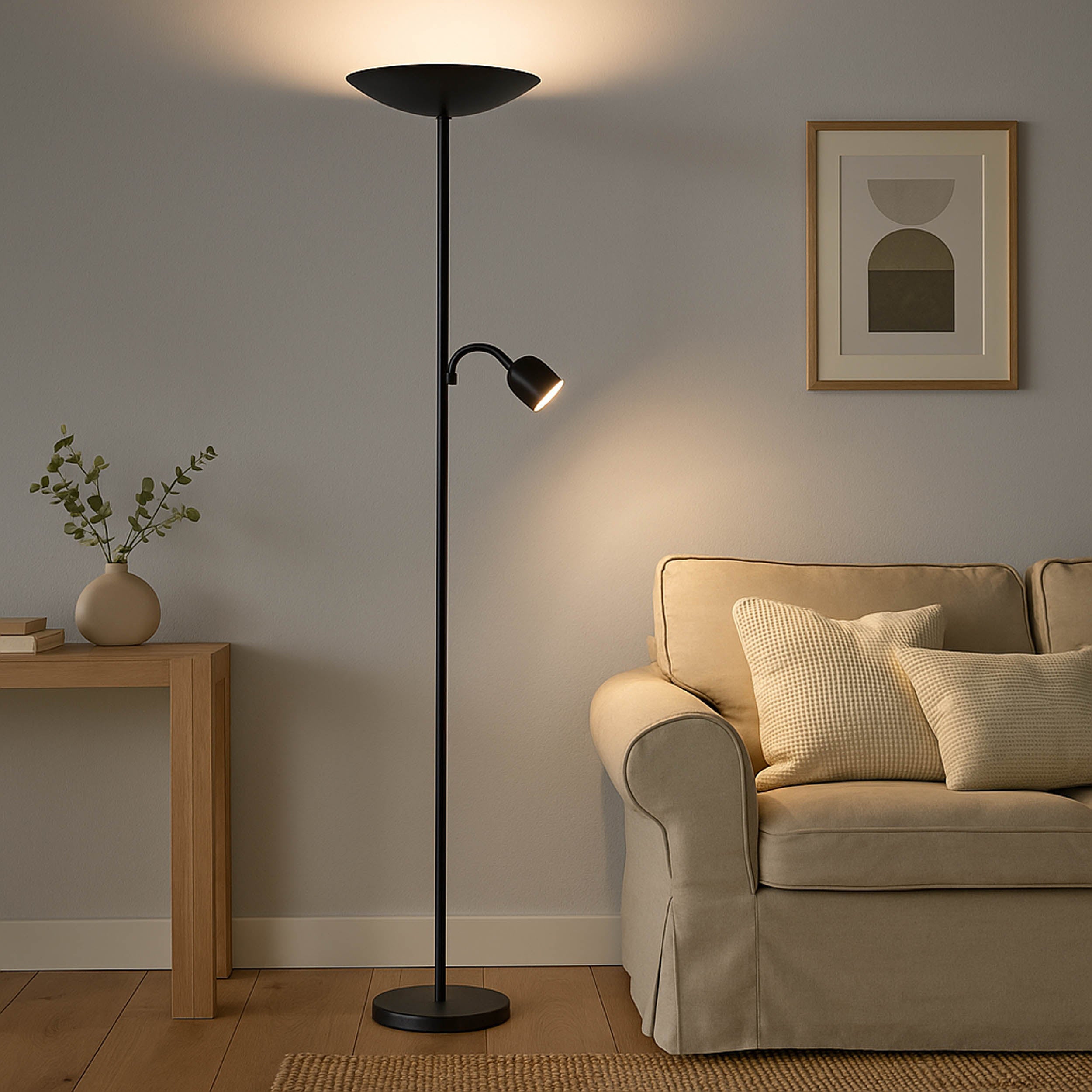 EGLO Conivarino Black Steel LED Mother & Child Floor Lamp