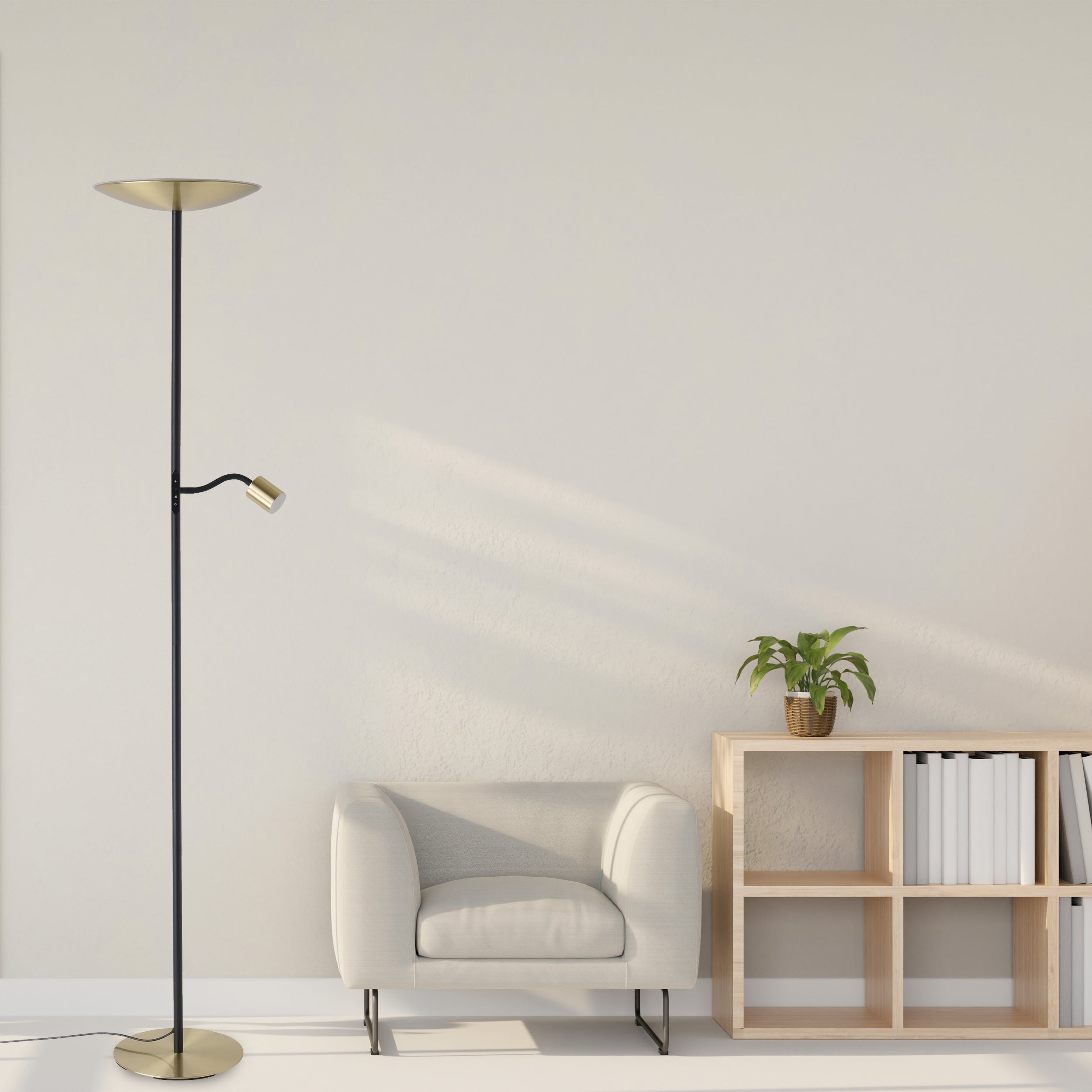 EGLO Conivarino Brushed Brass Steel LED Mother & Child Floor Lamp