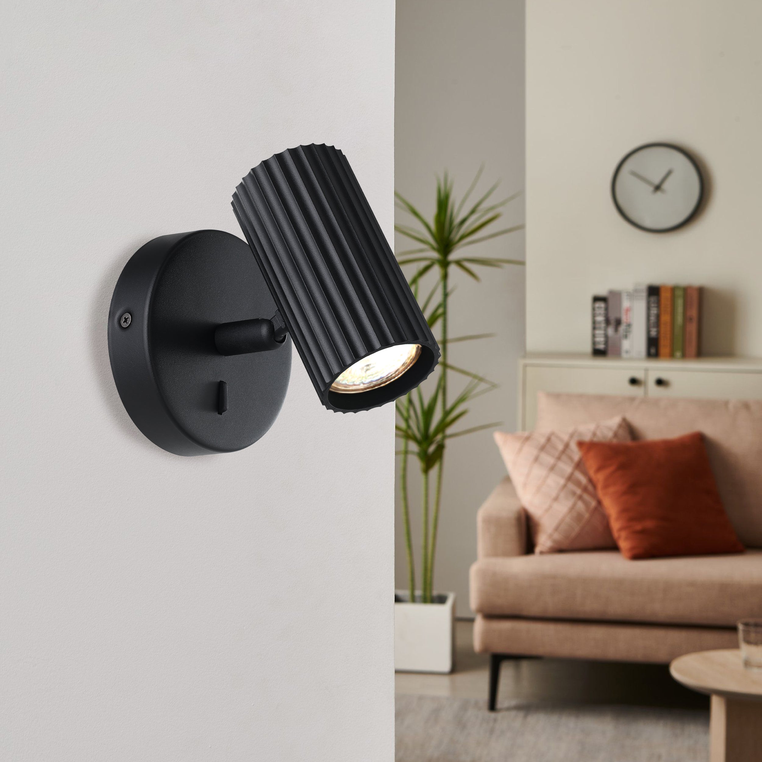 EGLO Portillo Aluminium & Steel Modern Wall Spotlight, Black