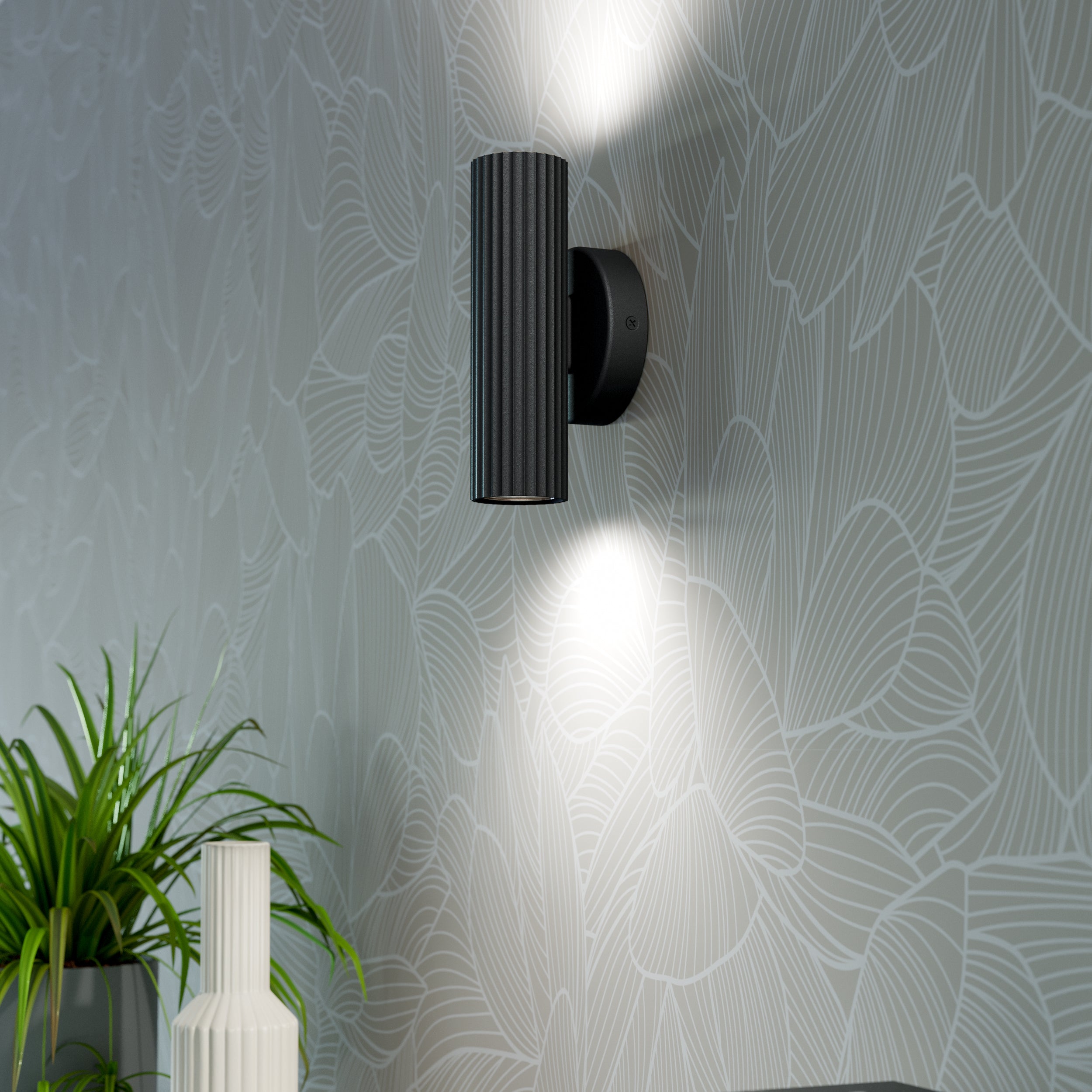 EGLO Portillo Aluminium & Steel Modern Uplight & Wall Down Light, Black