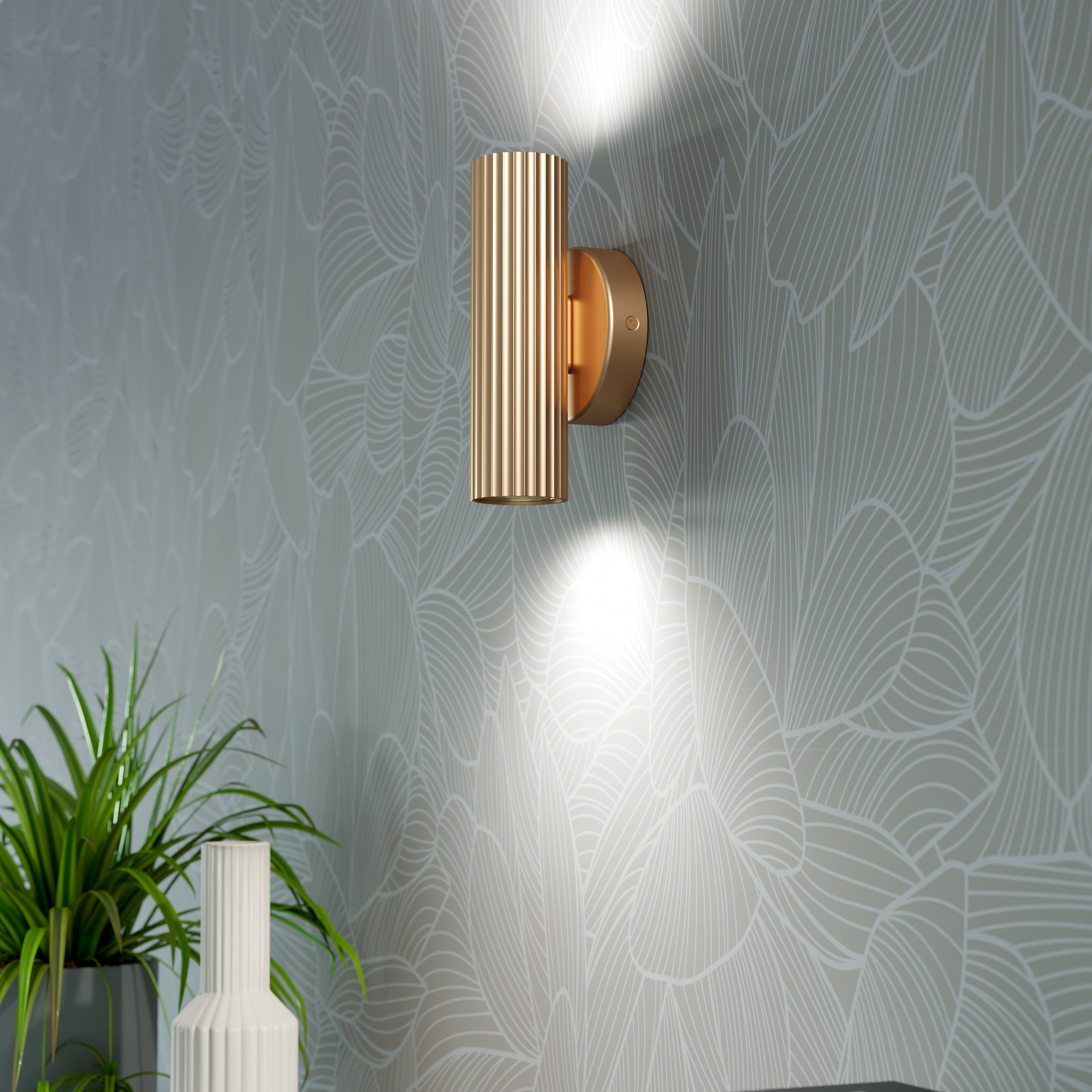 EGLO Portillo Aluminium & Steel Modern Uplight & Wall Down Light, Matte Brass