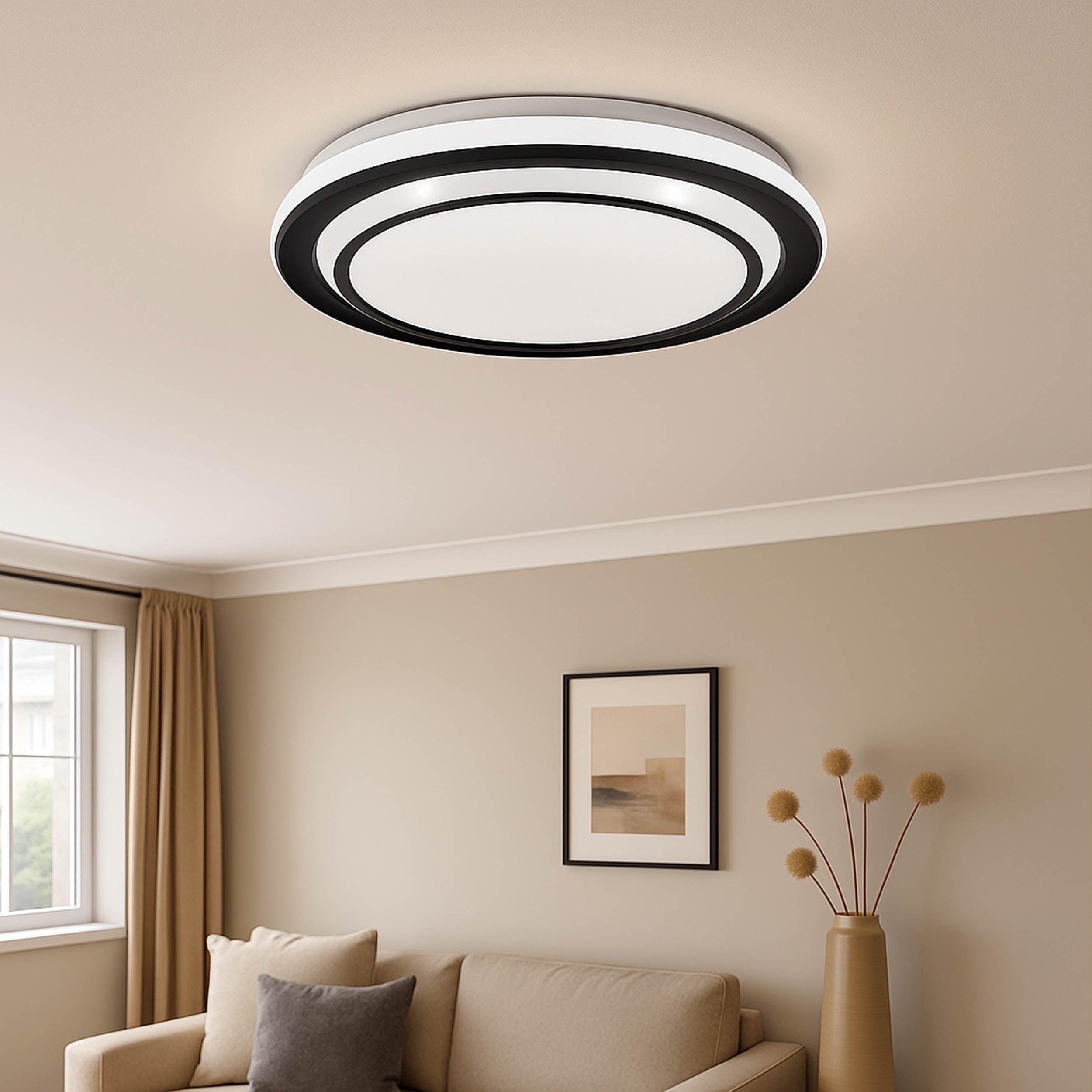 EGLO Moschetta Black Steel LED Ceiling Light, (D) 40cm 902046