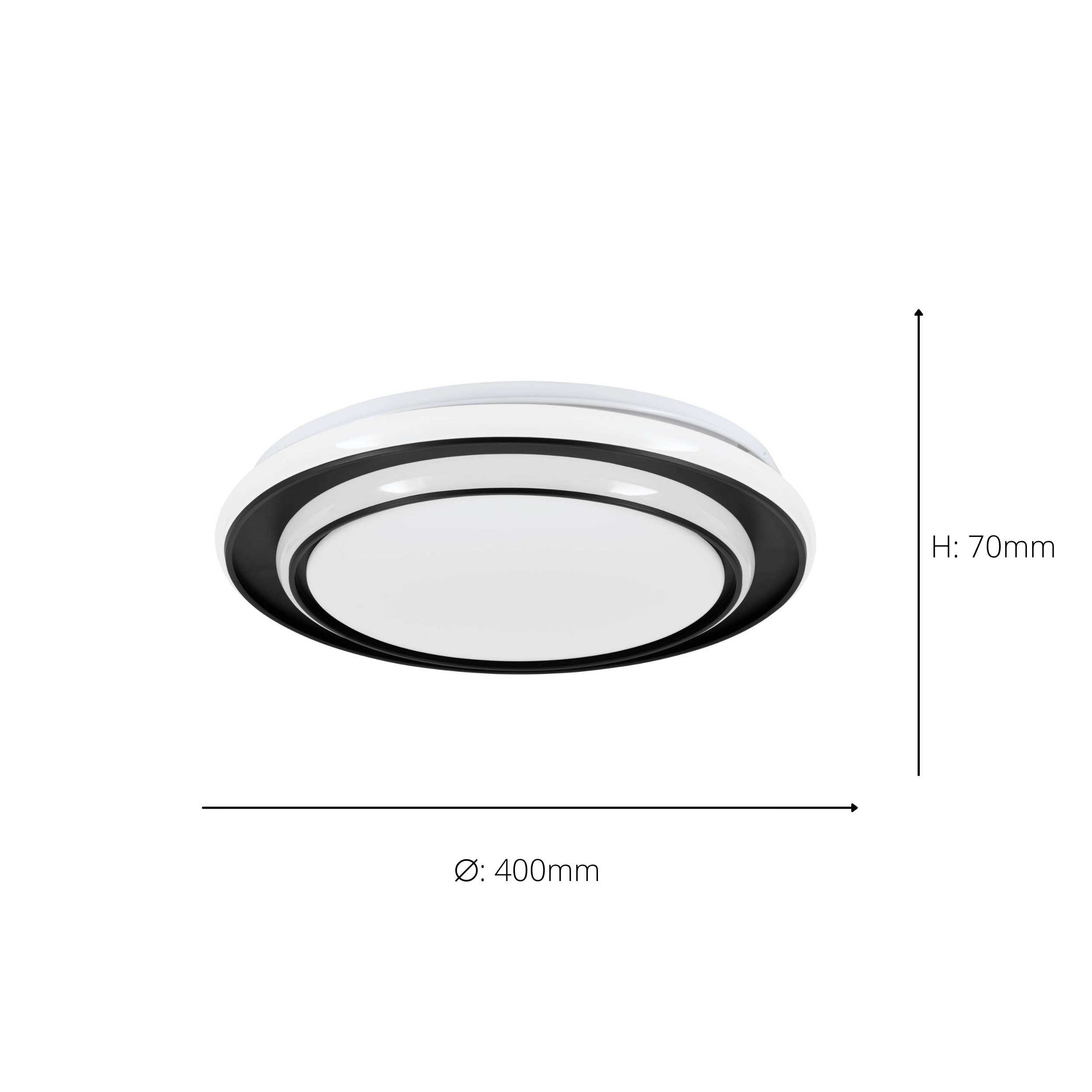 EGLO Moschetta Black Steel LED Ceiling Light, (D) 40cm 902046
