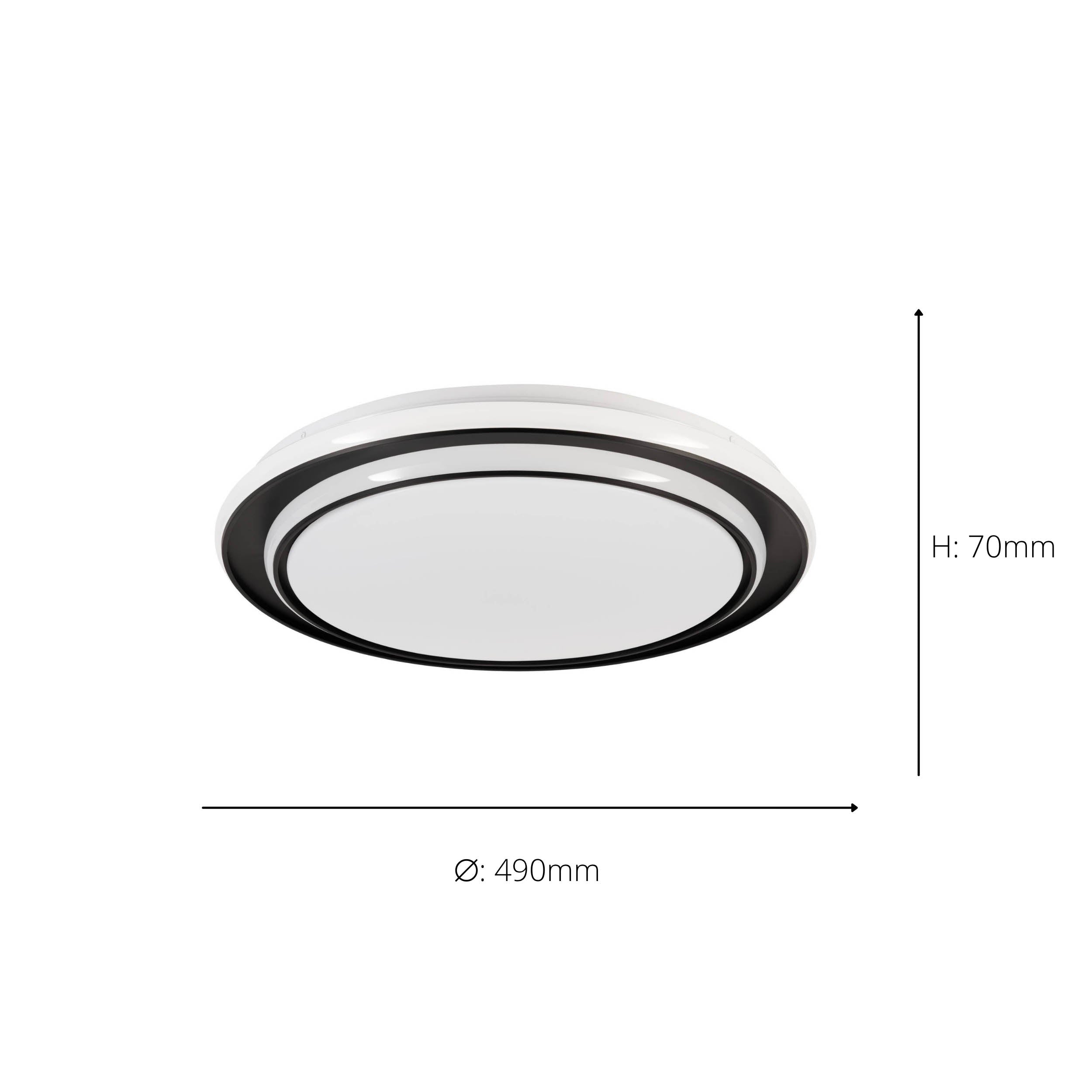 EGLO Moschetta Black Steel LED Ceiling Light, (D) 49cm 902047
