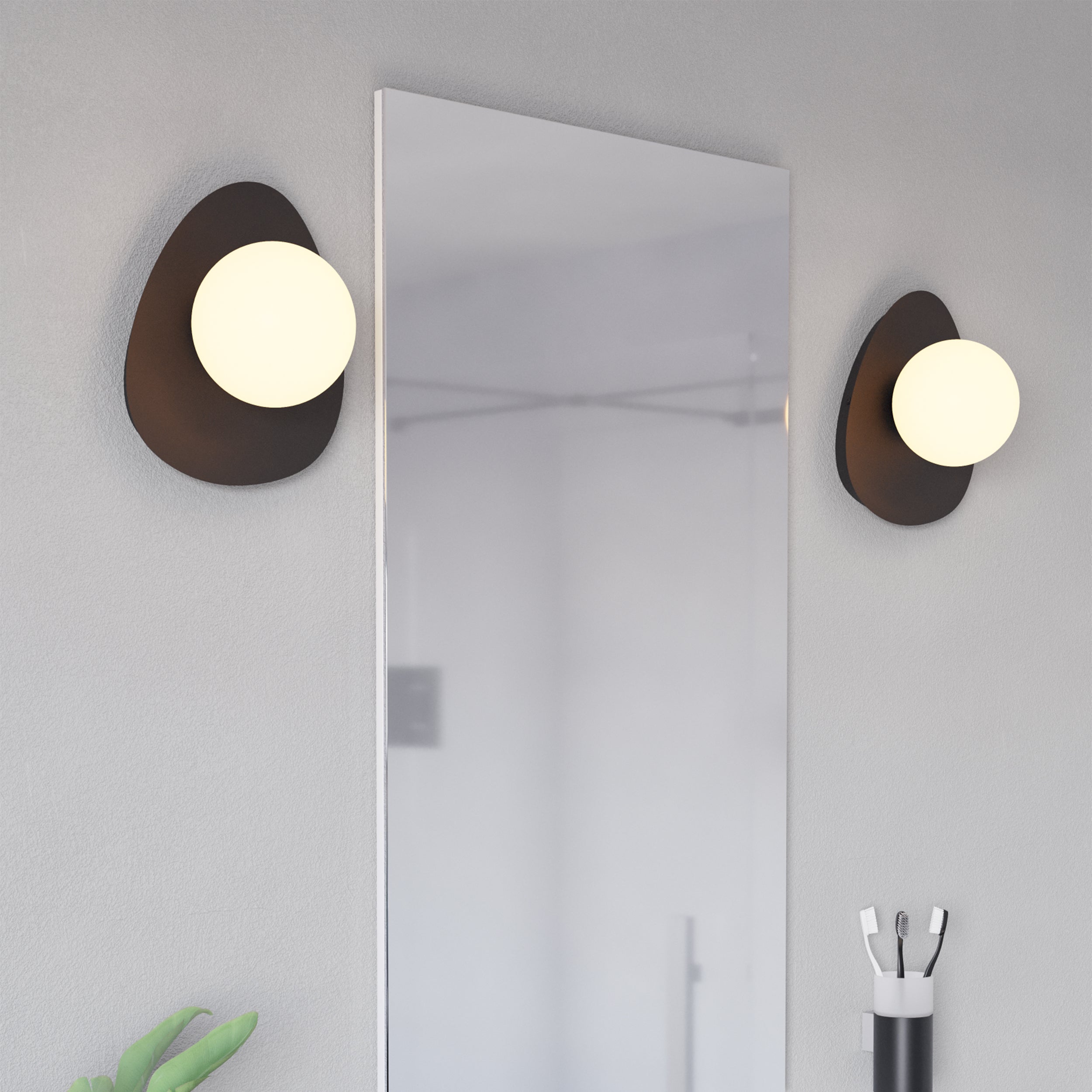 EGLO Castrovido Matte Glass & Steel Modern Bathroom Wall Light, Black