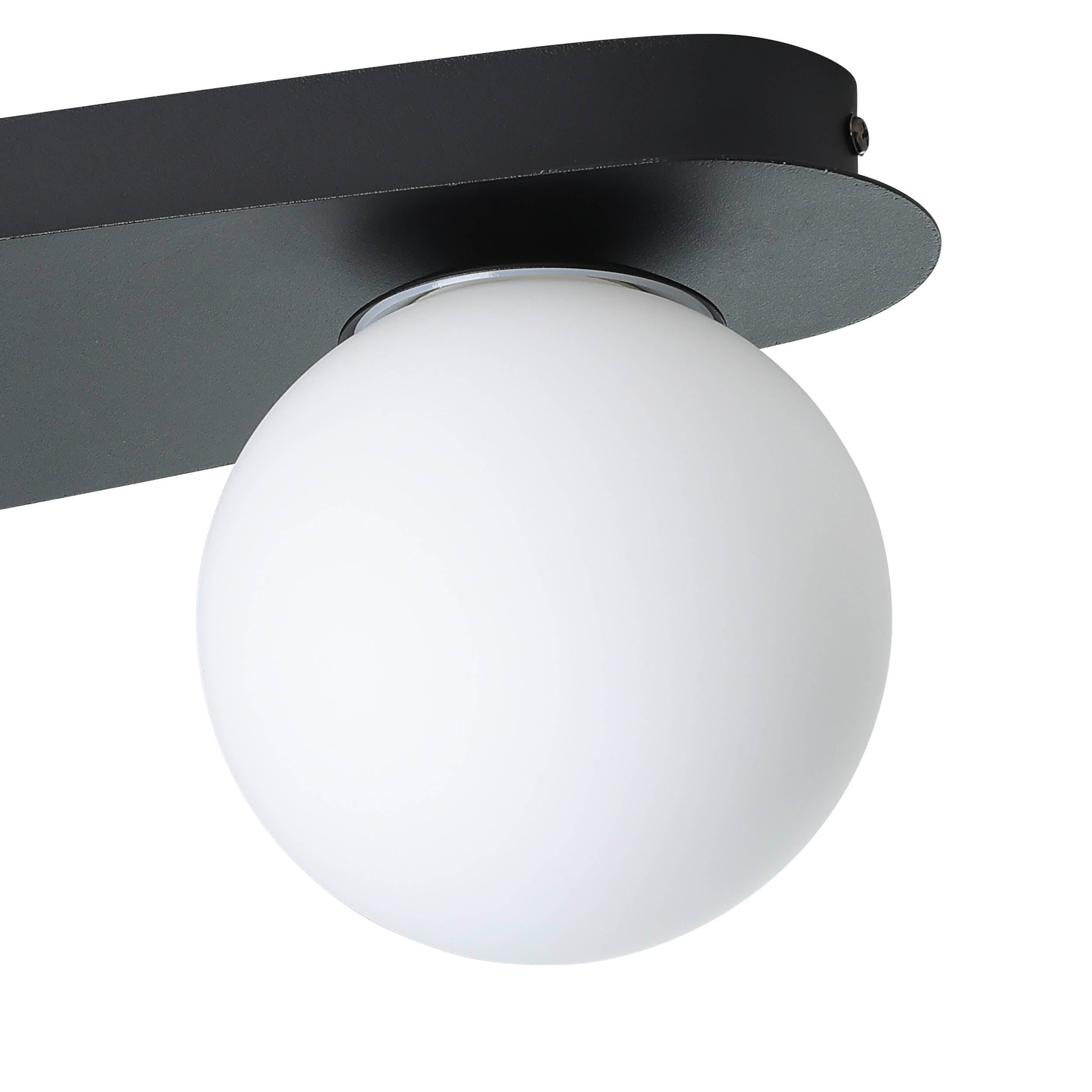 EGLO Castrovido Black Steel & Glass Triple LED Bathroom Ceiling Light