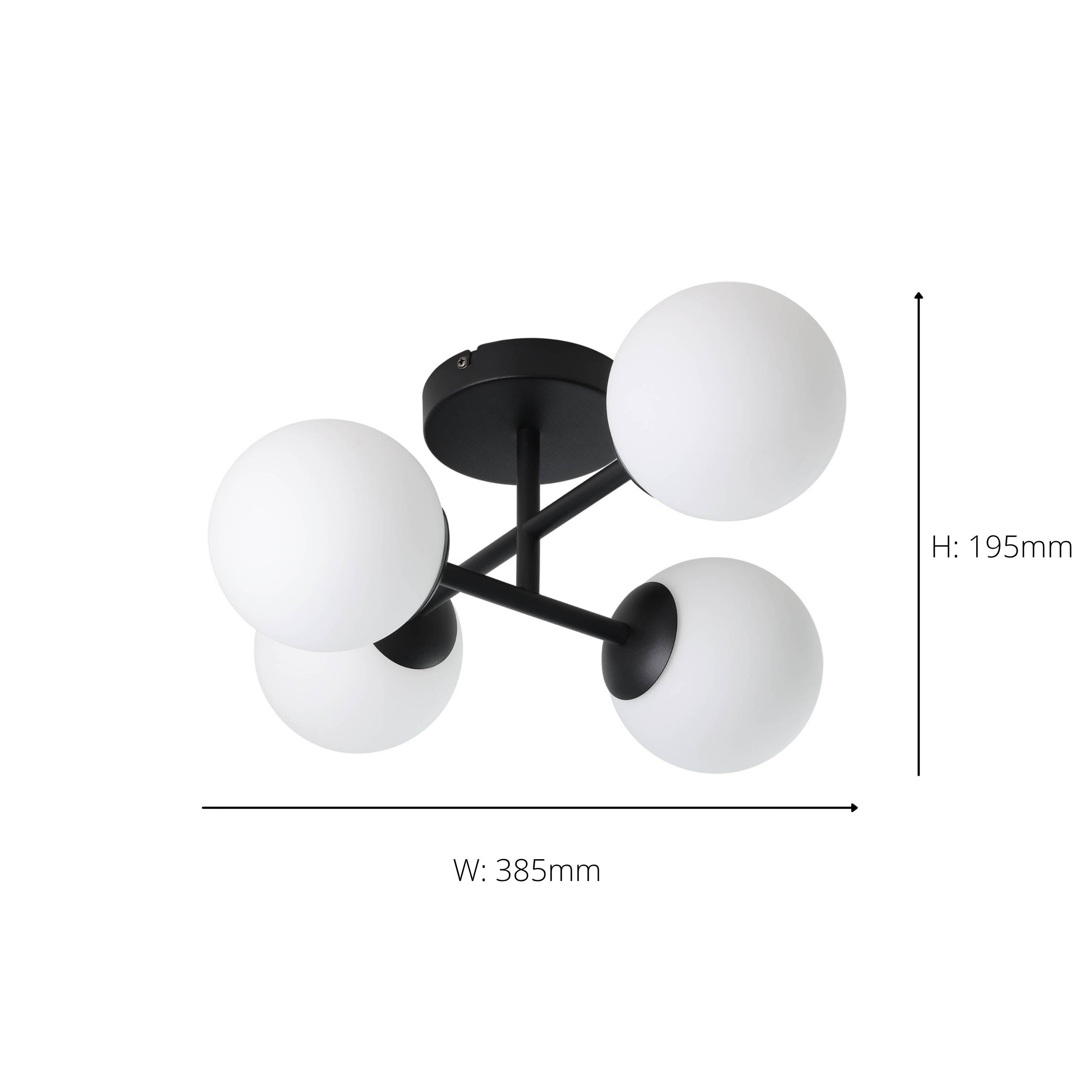 EGLO Castrovido Black Steel & Glass Four LED Bathroom Ceiling Light