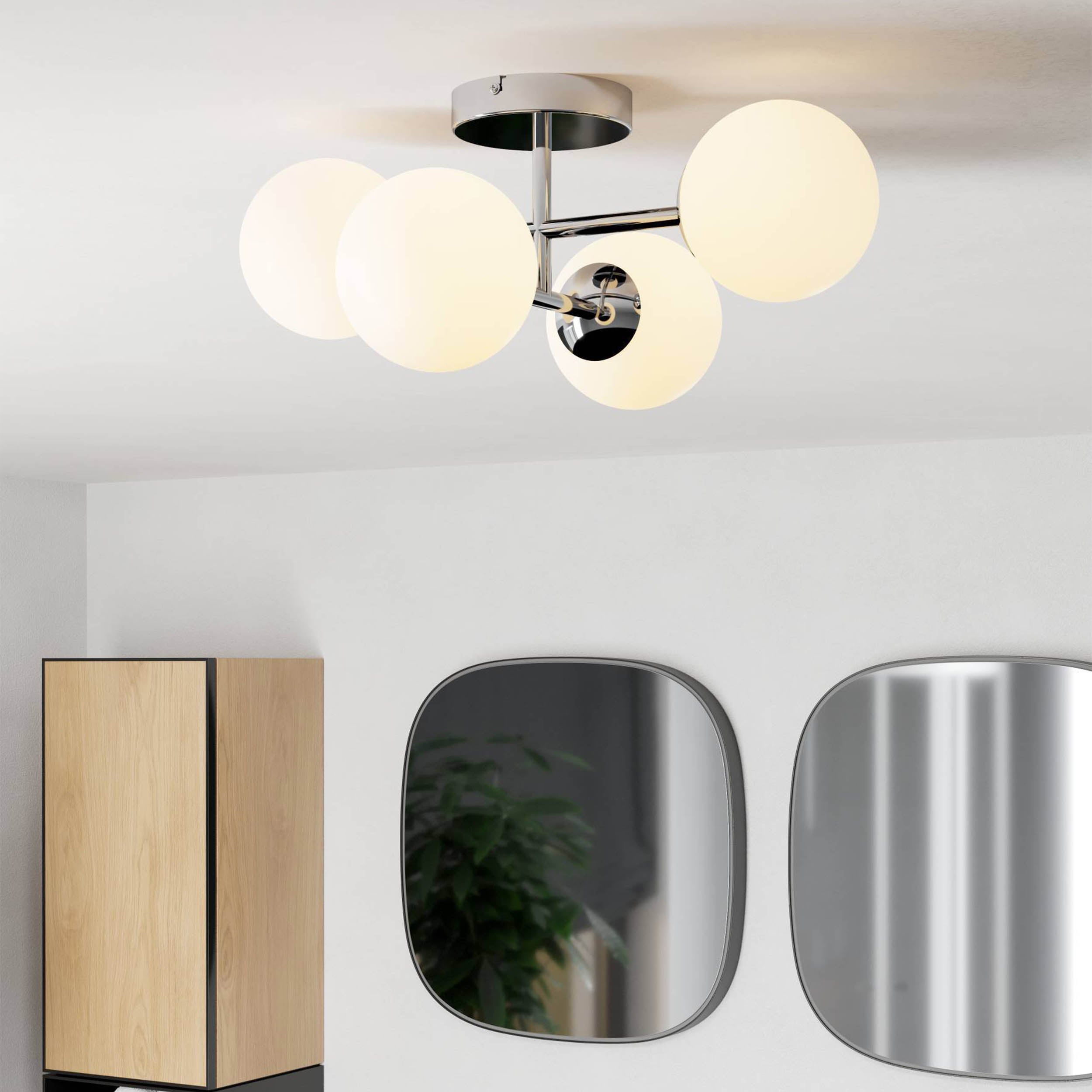EGLO Castrovido Chrome Steel & Glass Four LED Bathroom Ceiling Light