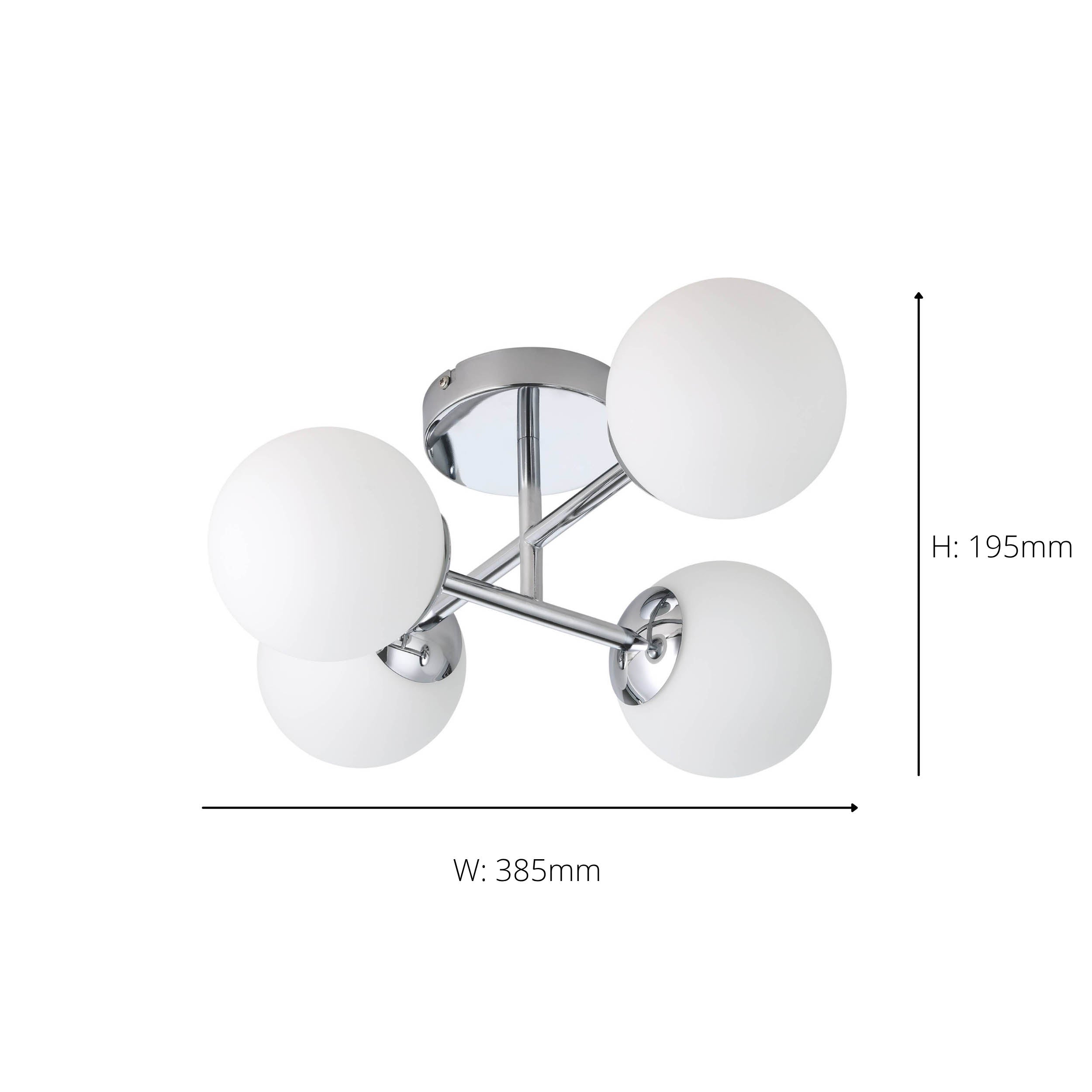 EGLO Castrovido Chrome Steel & Glass Four LED Bathroom Ceiling Light