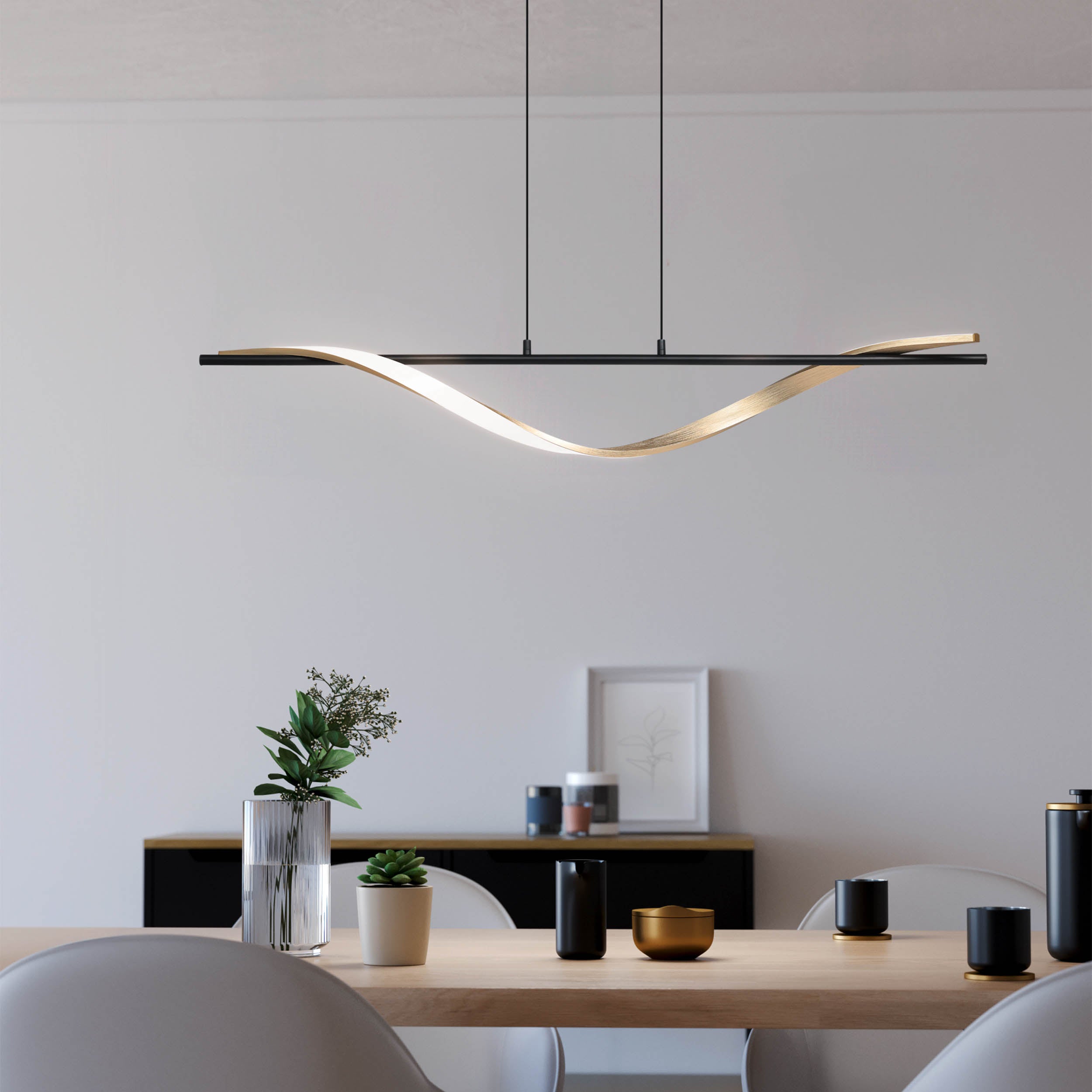 EGLO Conaprato Black & Brushed Brass LED Modern Pendant Light