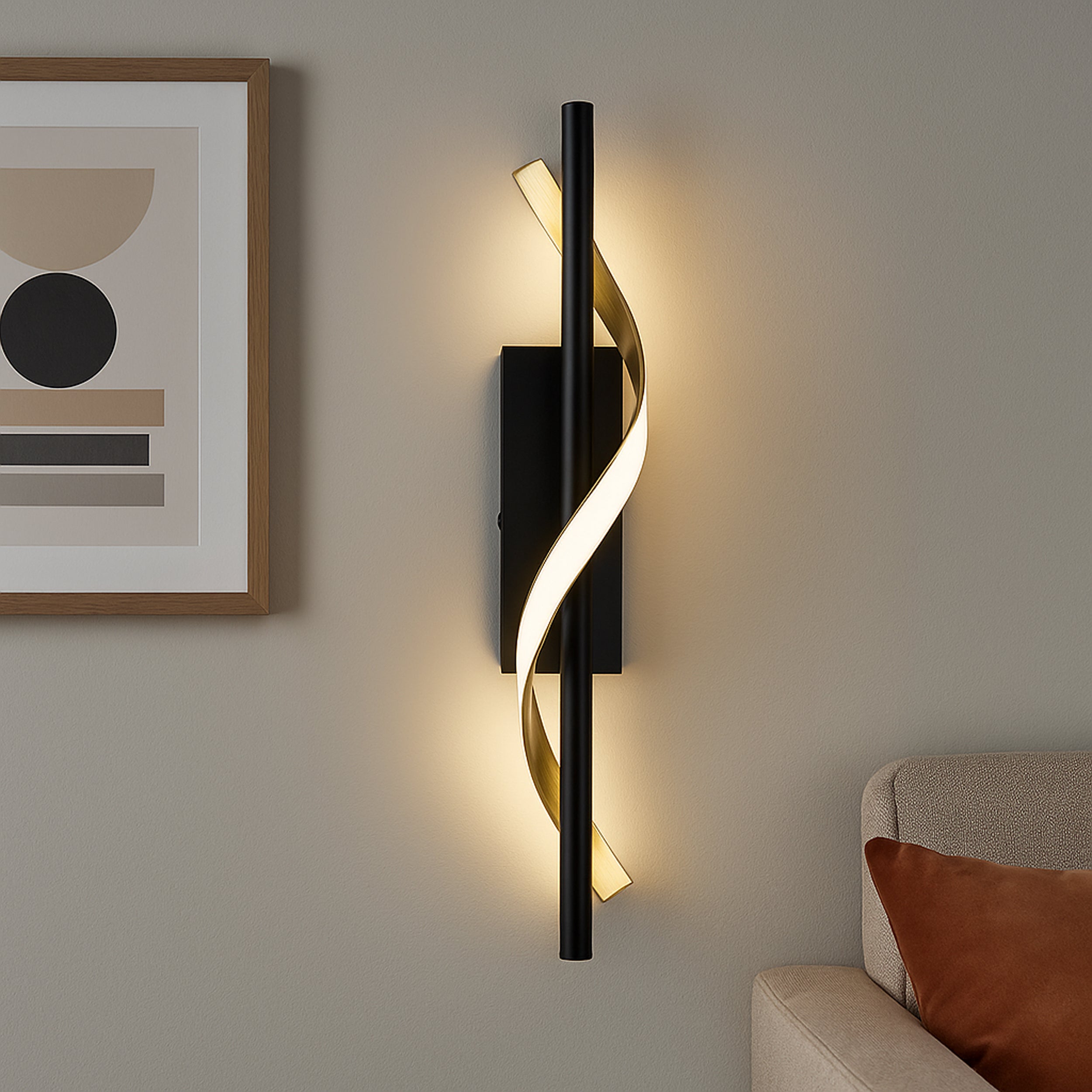 EGLO Conaprato Black & Brushed Brass Modern Wall Light
