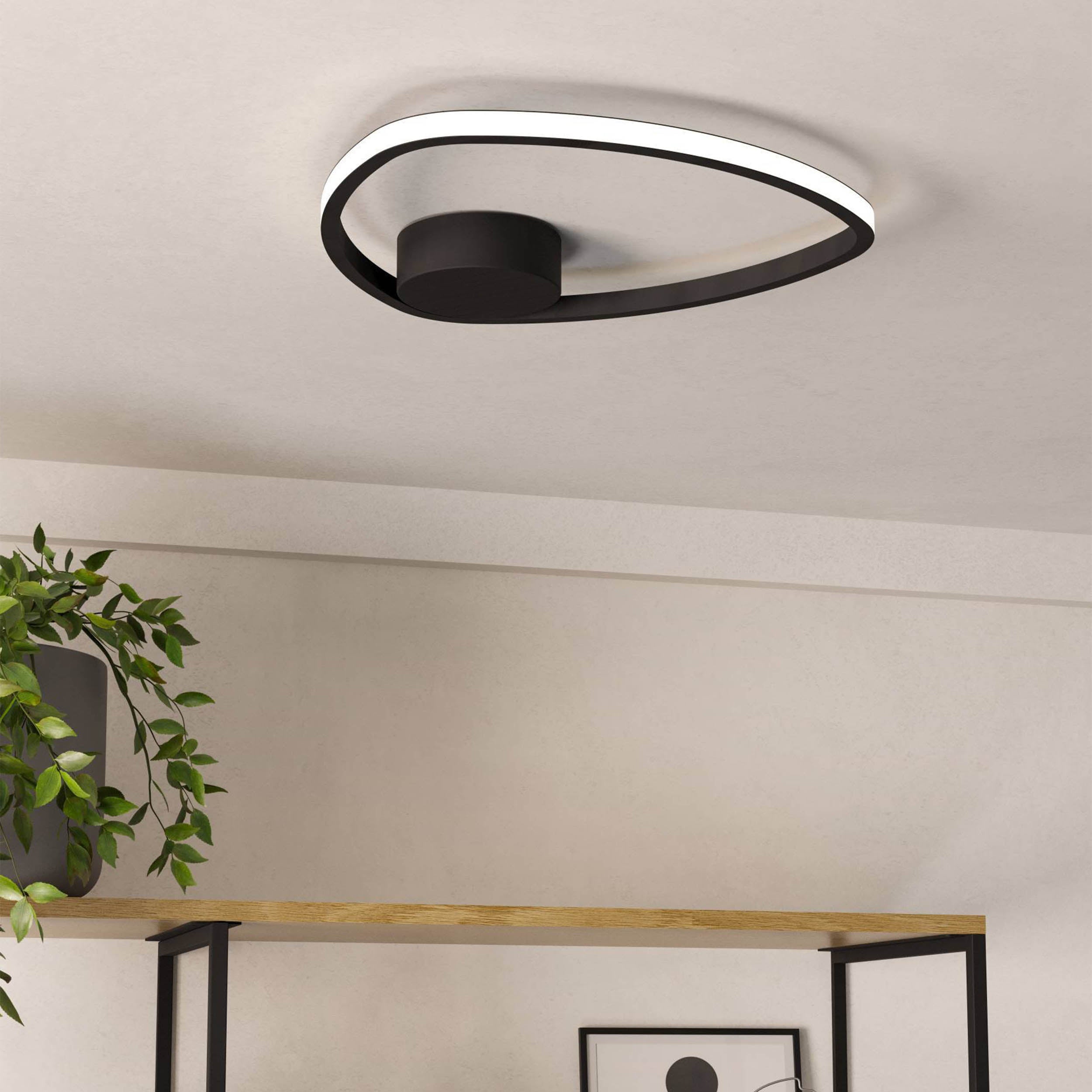 EGLO Moschella Black Steel & Aluminium LED Ceiling Light