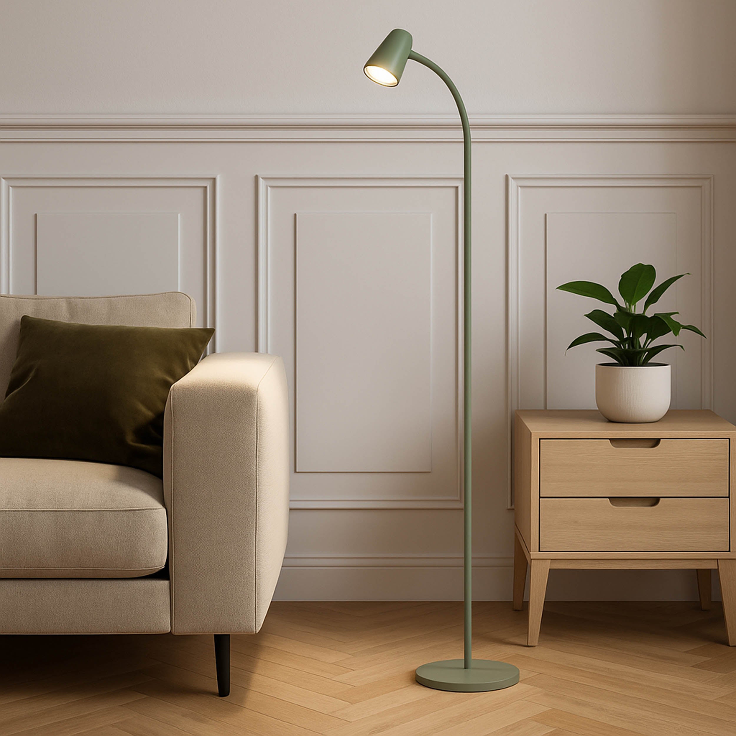 EGLO Carlo Modern Steel Floor Lamp, Green