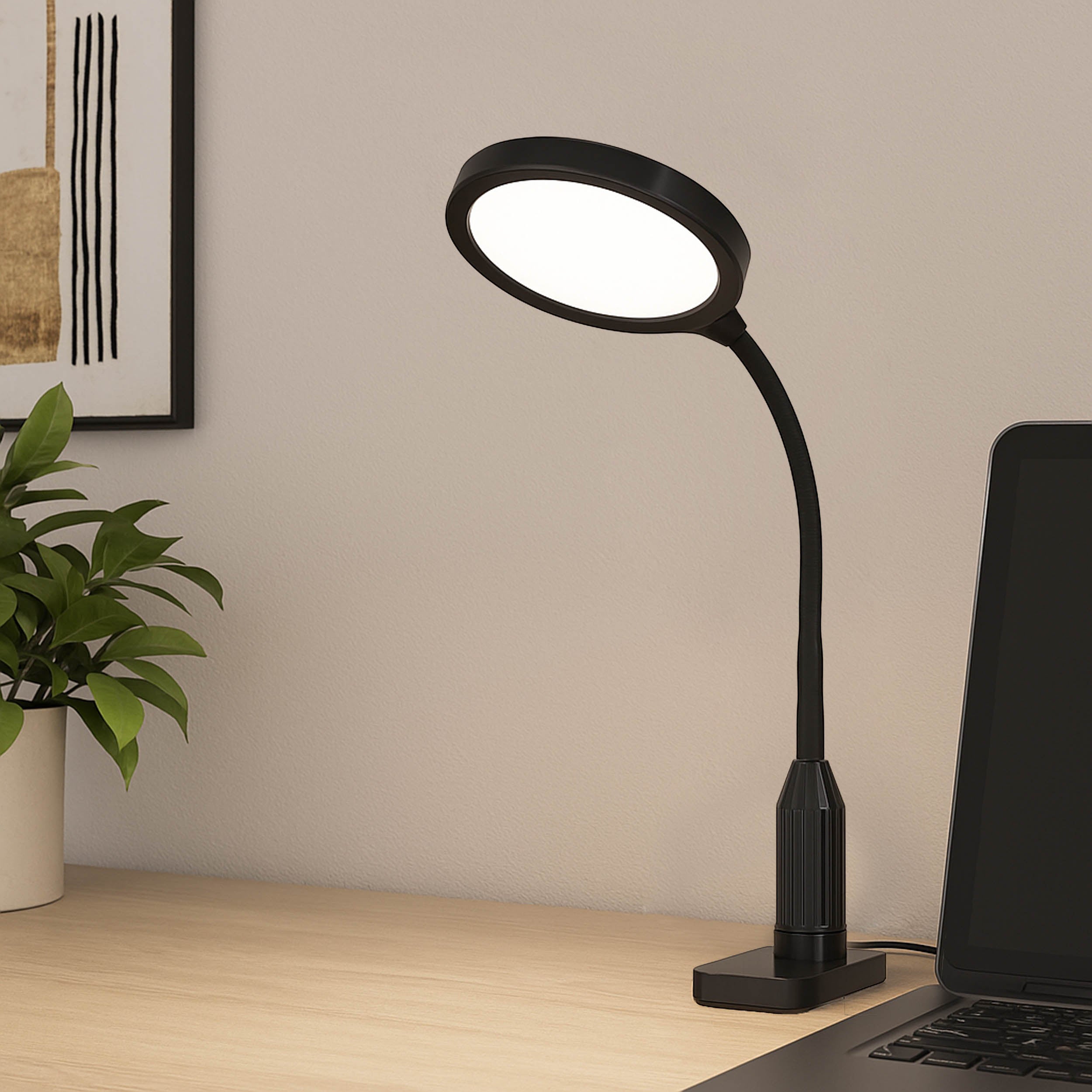 EGLO Lauro Black Plastic LED Clamp Table Light