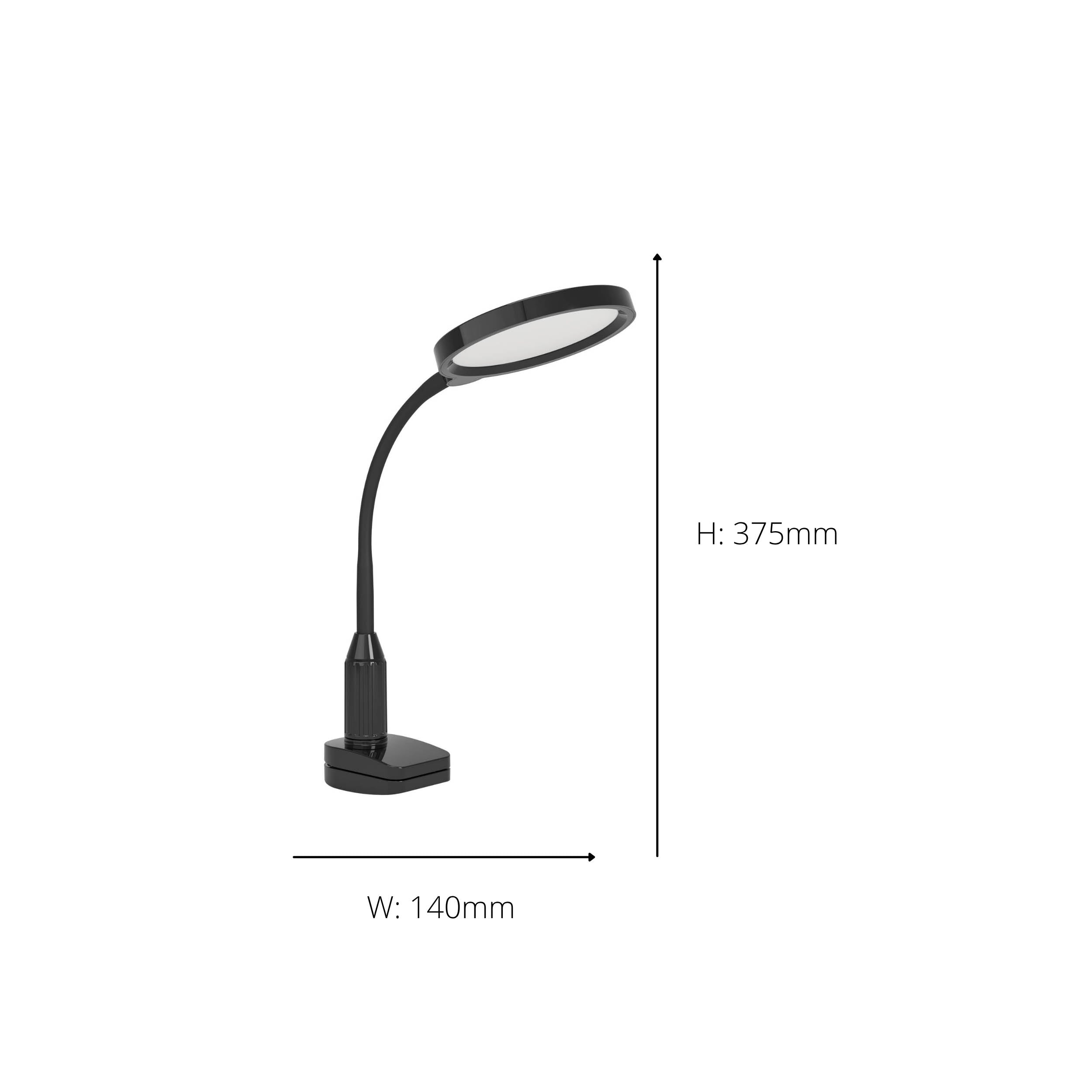EGLO Lauro Black Plastic LED Clamp Table Light
