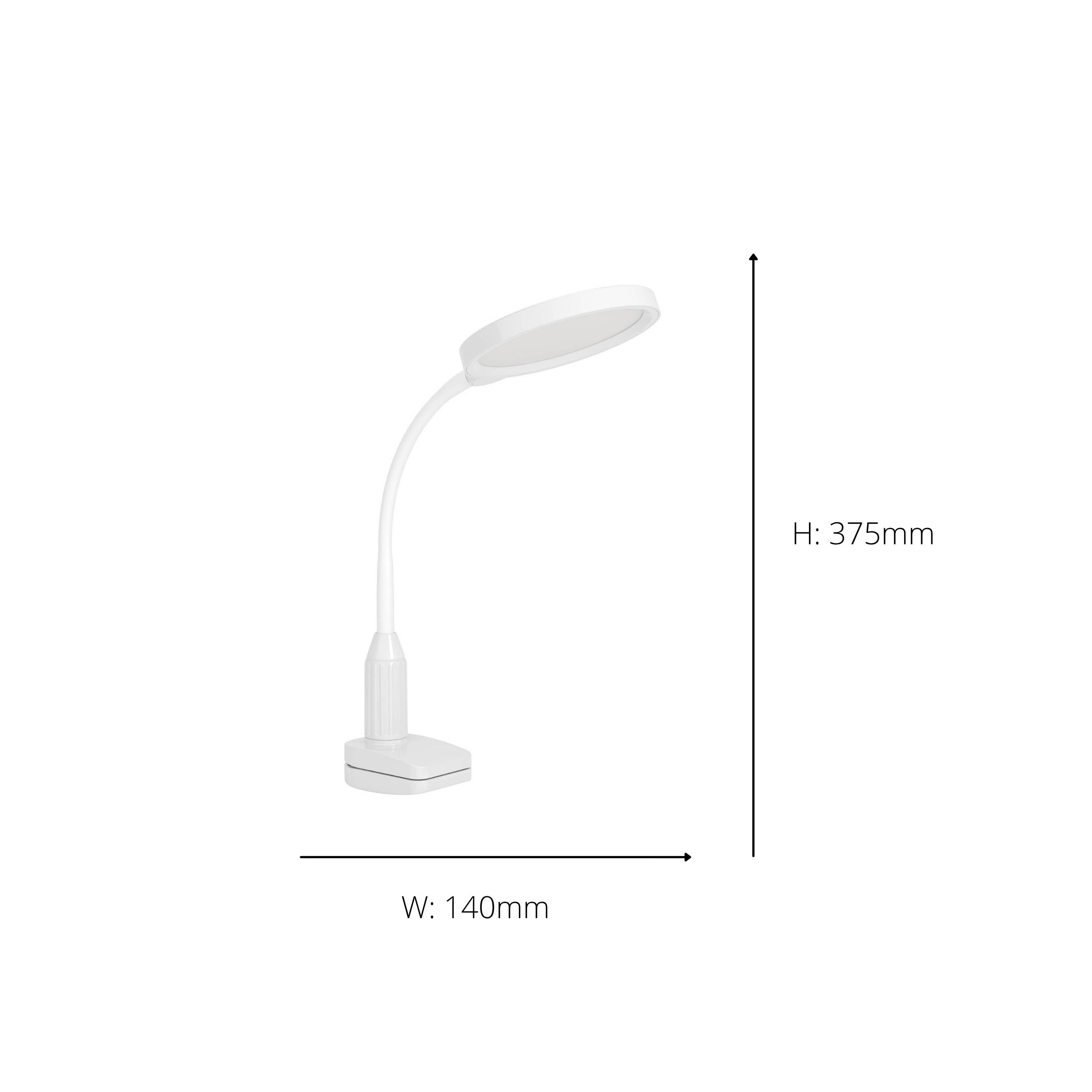 EGLO Lauro White Plastic LED Clamp Table Light