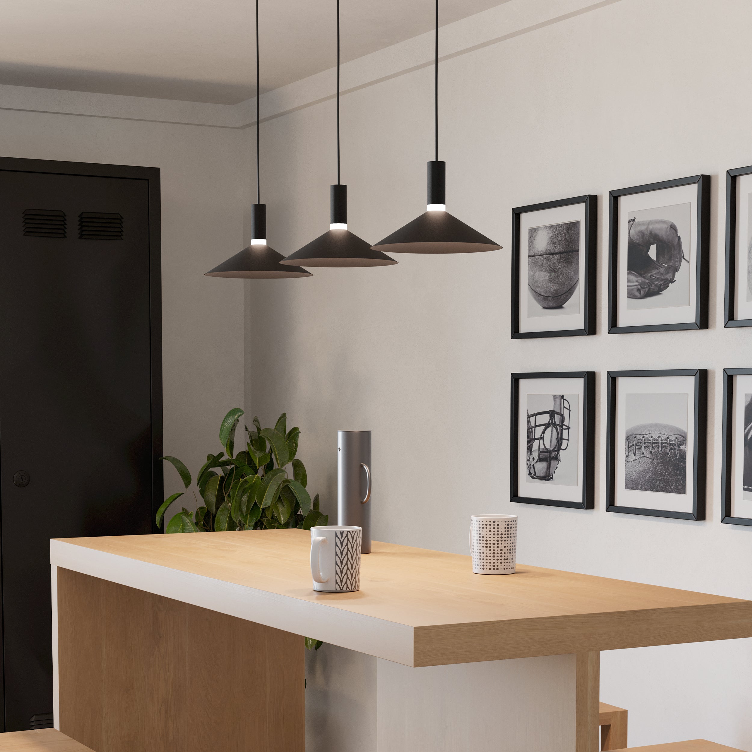 EGLO Conomavilla-Z Black 3 Bar Pendant Light