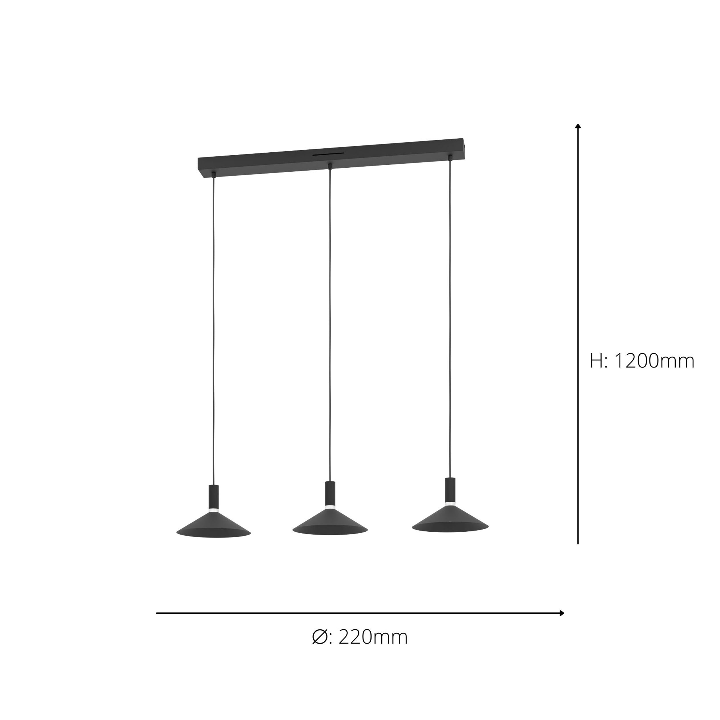 EGLO Conomavilla-Z Black 3 Bar Pendant Light
