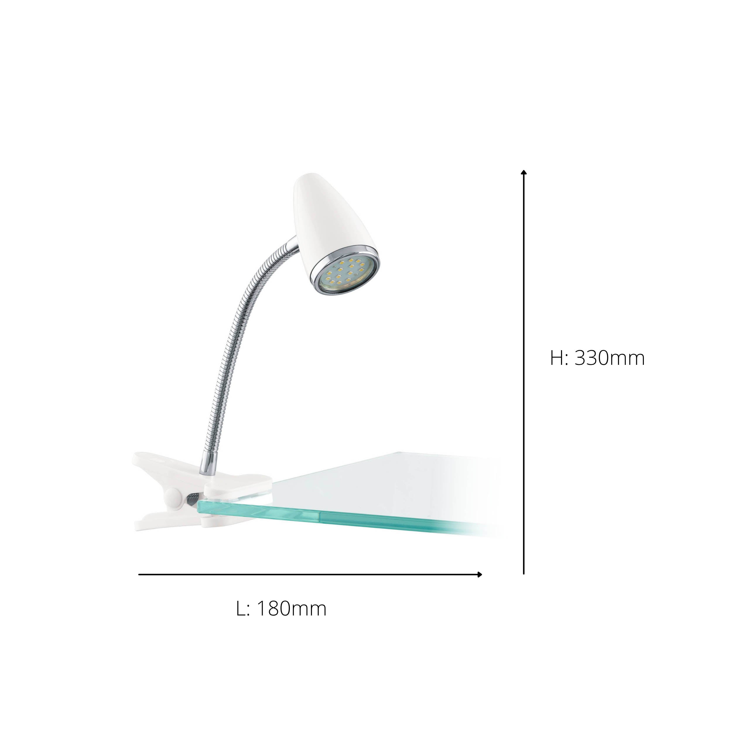 EGLO Riccio 1 White & Chrome LED Clamp Table Light