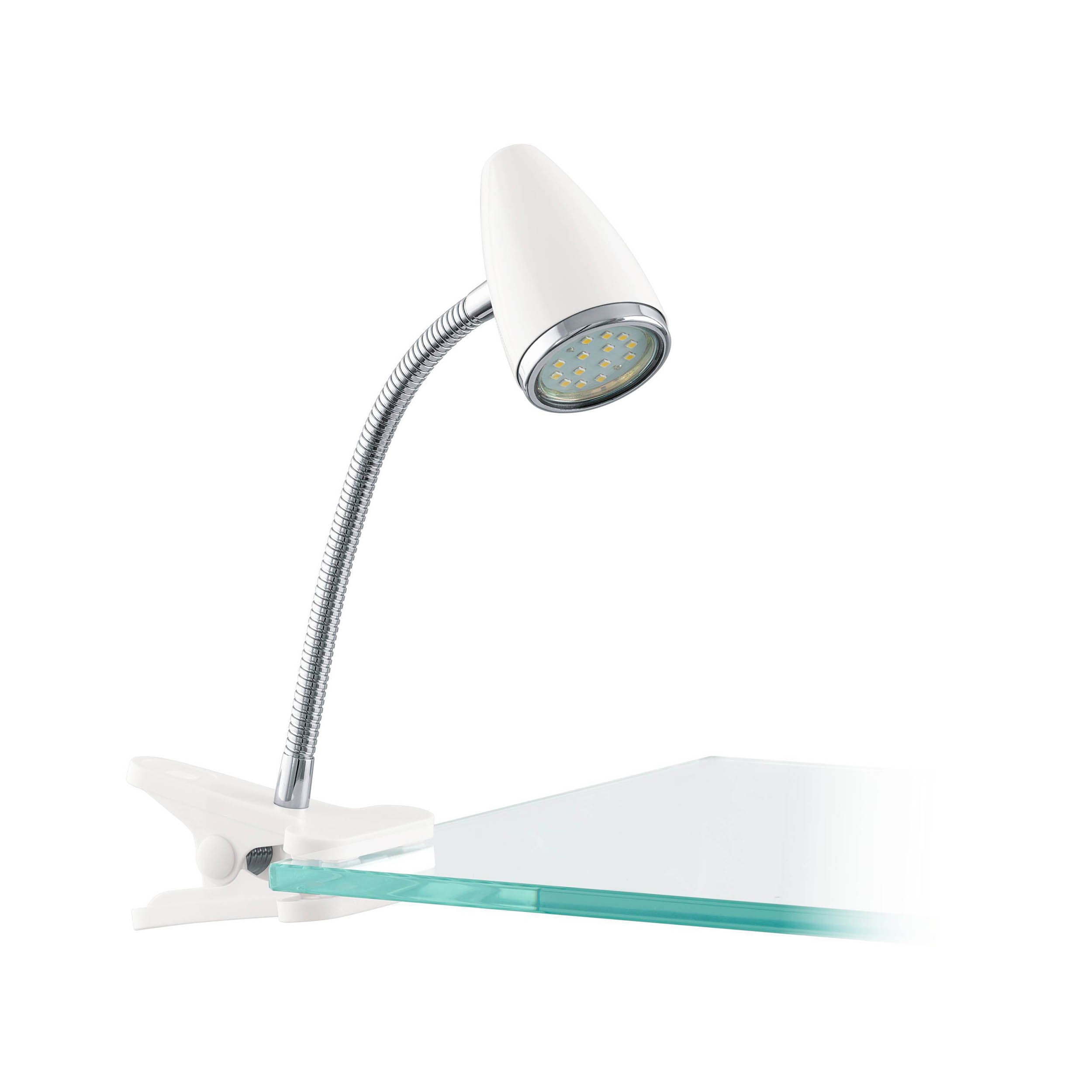 EGLO Riccio 1 White & Chrome LED Clamp Table Light