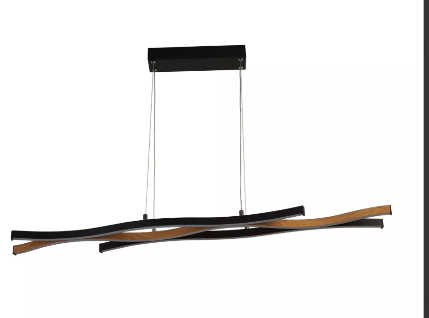 Bloom Pendant - Black Metal & Wood Effect SKU: 32104-1BK