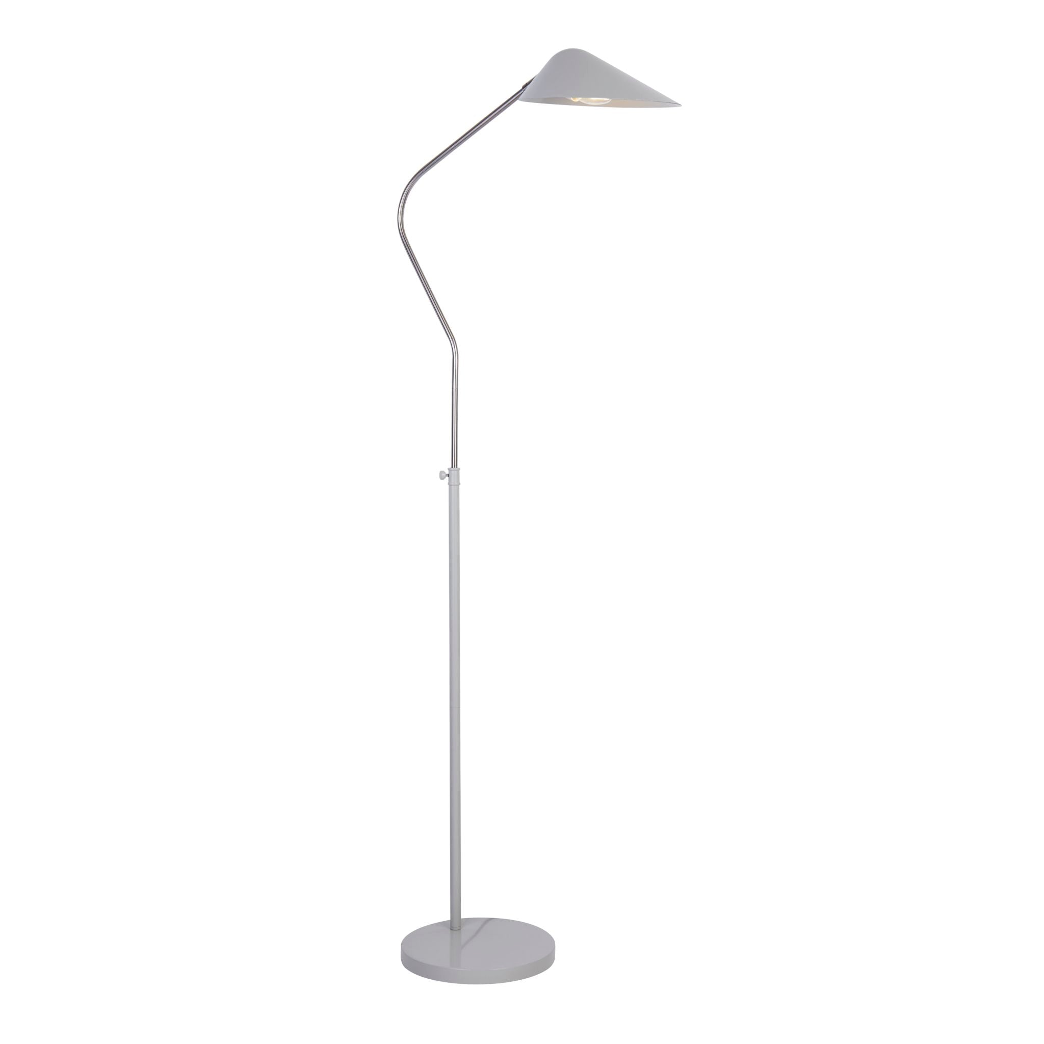 Swan Floor Lamp - Chrome & White Metal