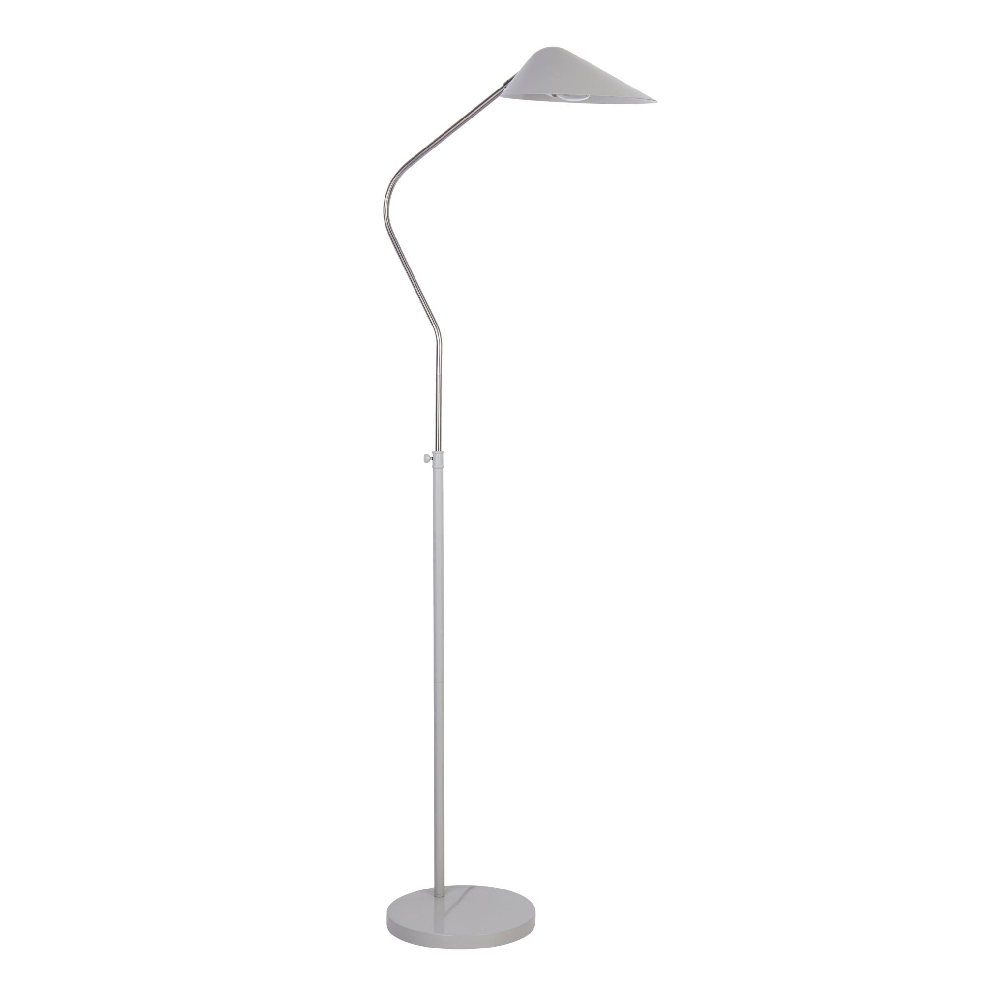 Swan Floor Lamp - Chrome & White Metal