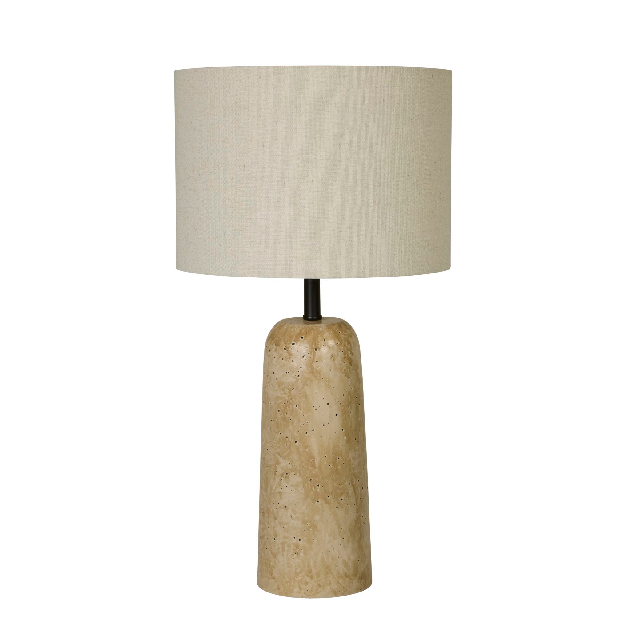 Agra Table Lamp -  Travertine effect & Fabric Shade