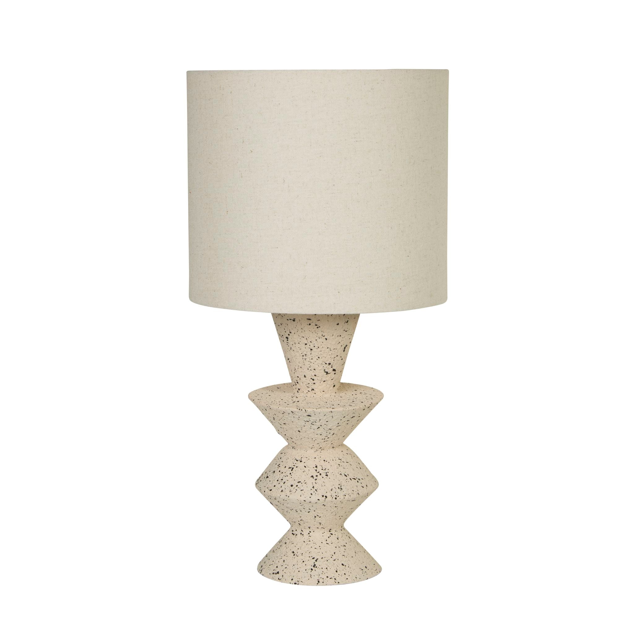 Malacca Table Lamp - Stoneware & White Fabric Shade