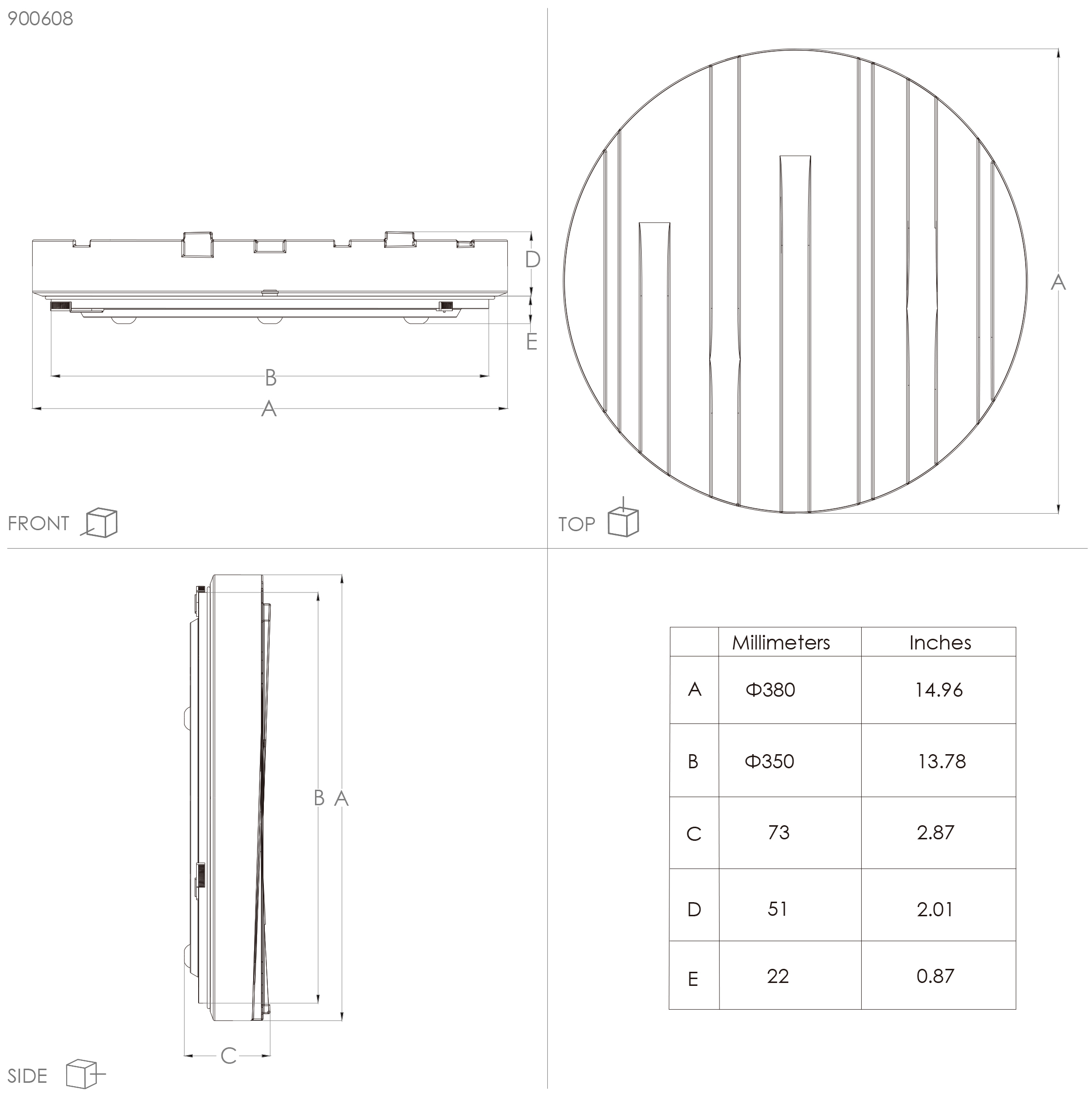 FERENTINO 380mm Dia Flush Fitting