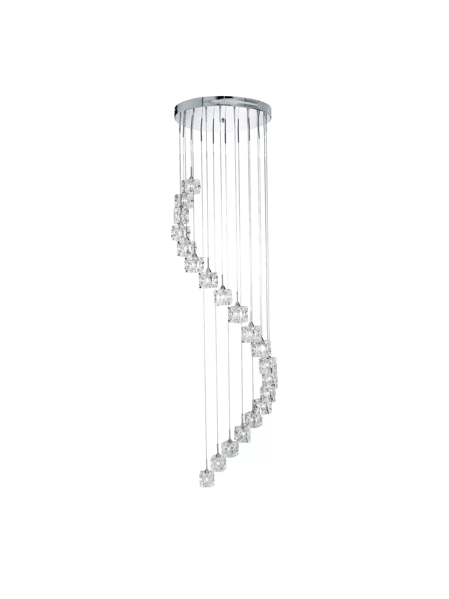 Ice Cube 20Lt Multi-Drop Pendant - Chrome Metal & Glass
