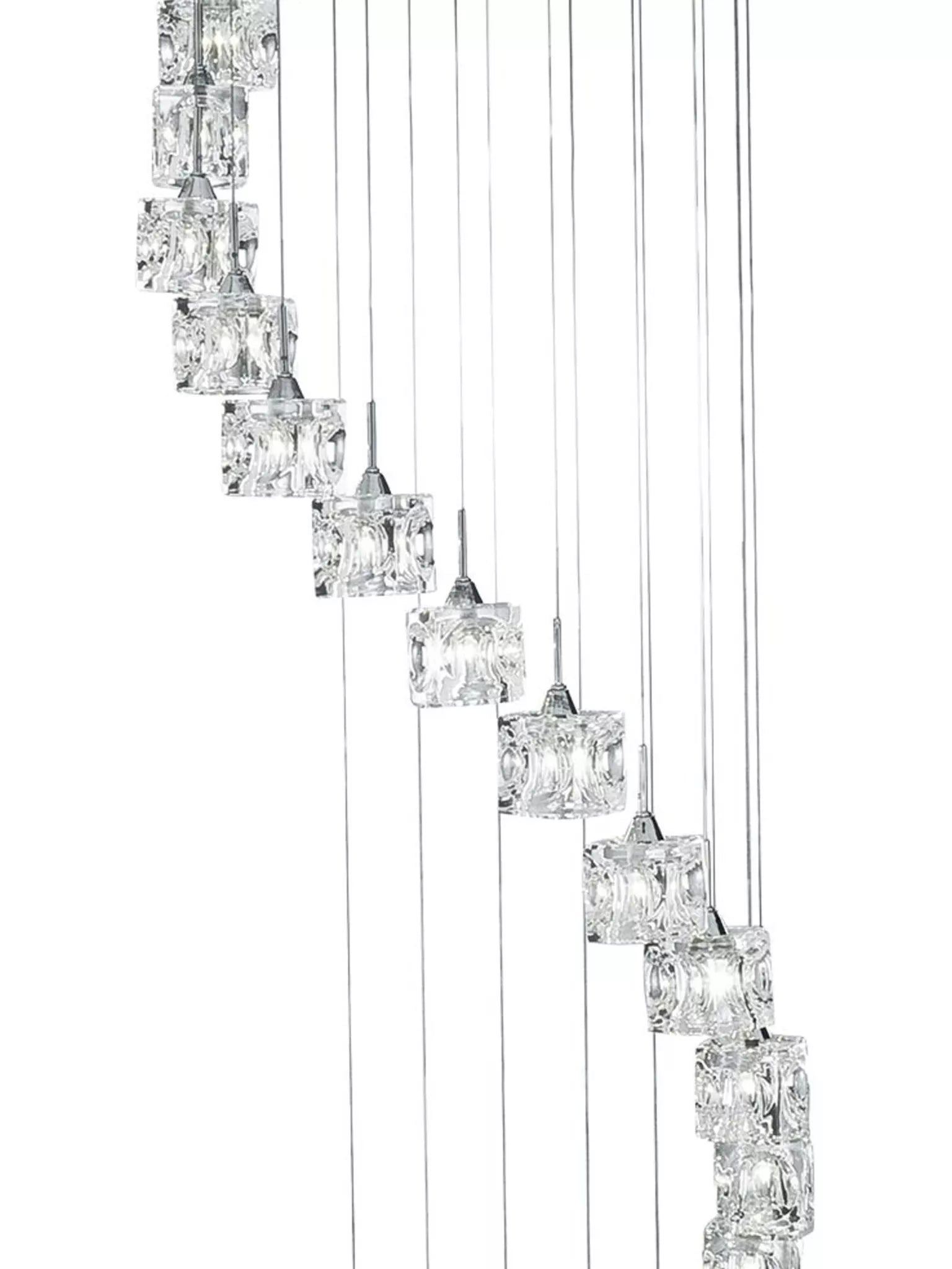 Ice Cube 20Lt Multi-Drop Pendant - Chrome Metal & Glass