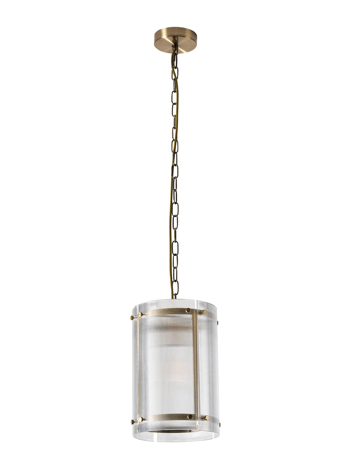 Portarlington 20.5cm Pendant  Narrow Ribbed Glass