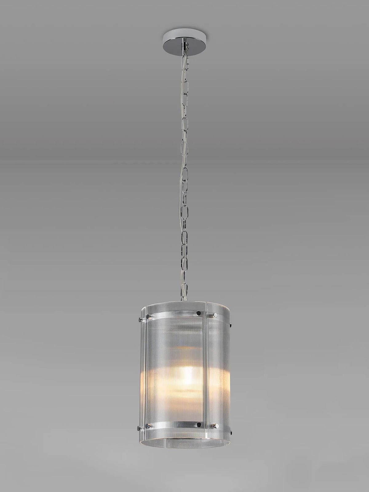 Portarlington 20.5cm Pendant  Narrow Ribbed Glass