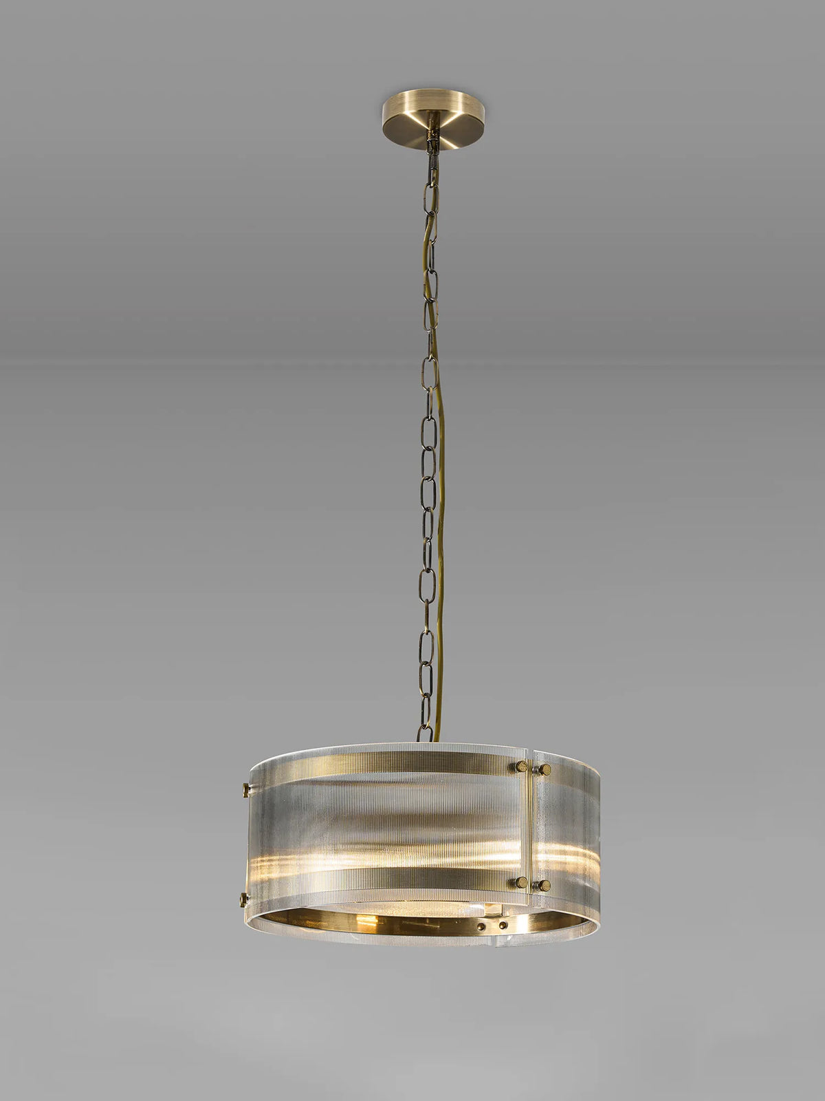 Portarlington 35cm Pendant Narrow Ribbed Glass
