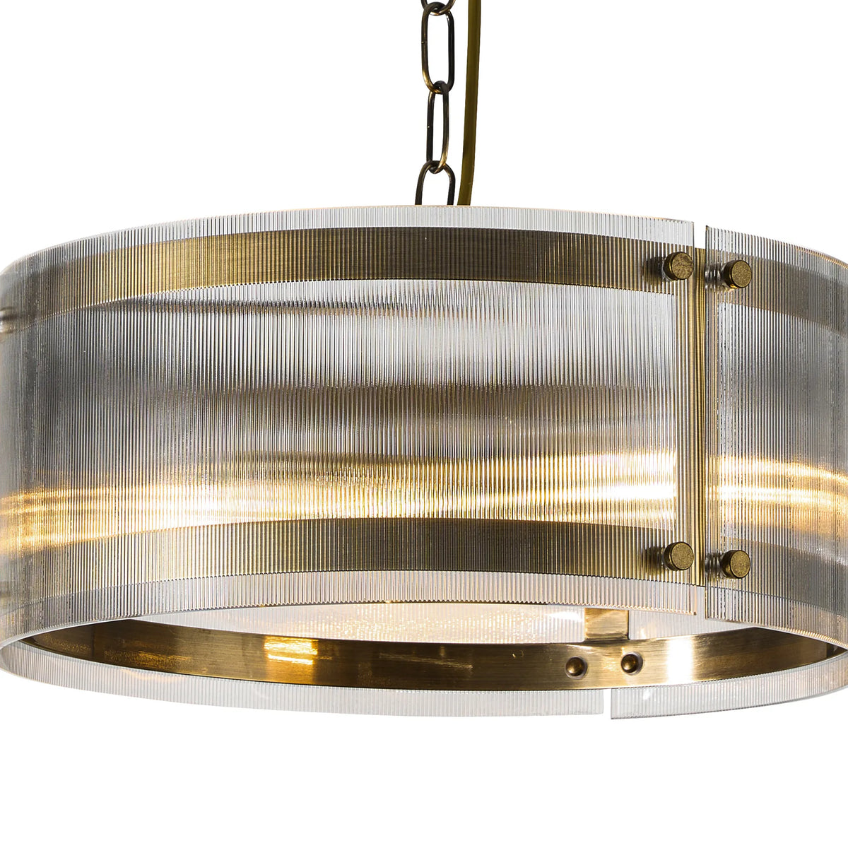 Portarlington 35cm Pendant Narrow Ribbed Glass