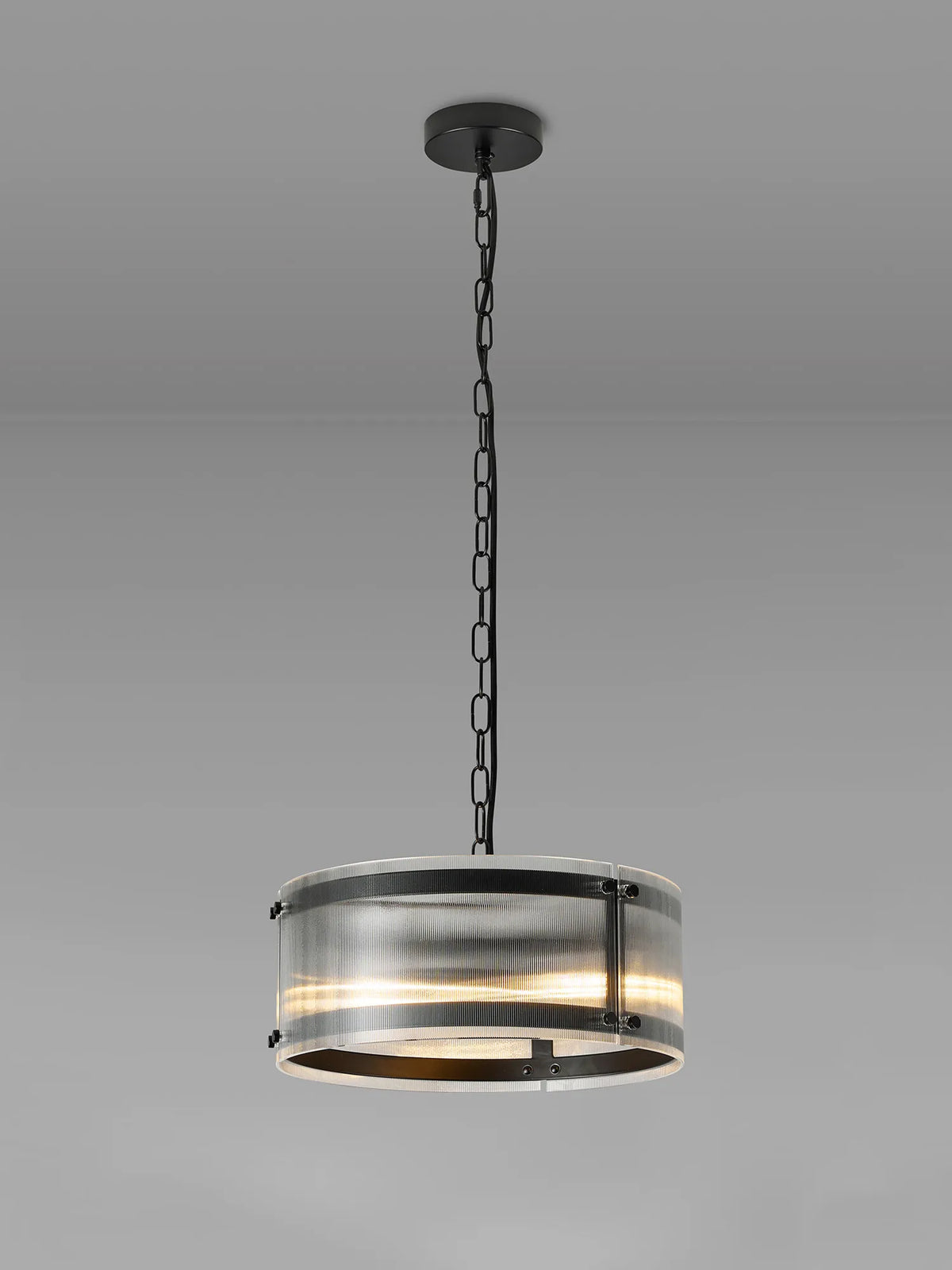 Portarlington 35cm Pendant Narrow Ribbed Glass