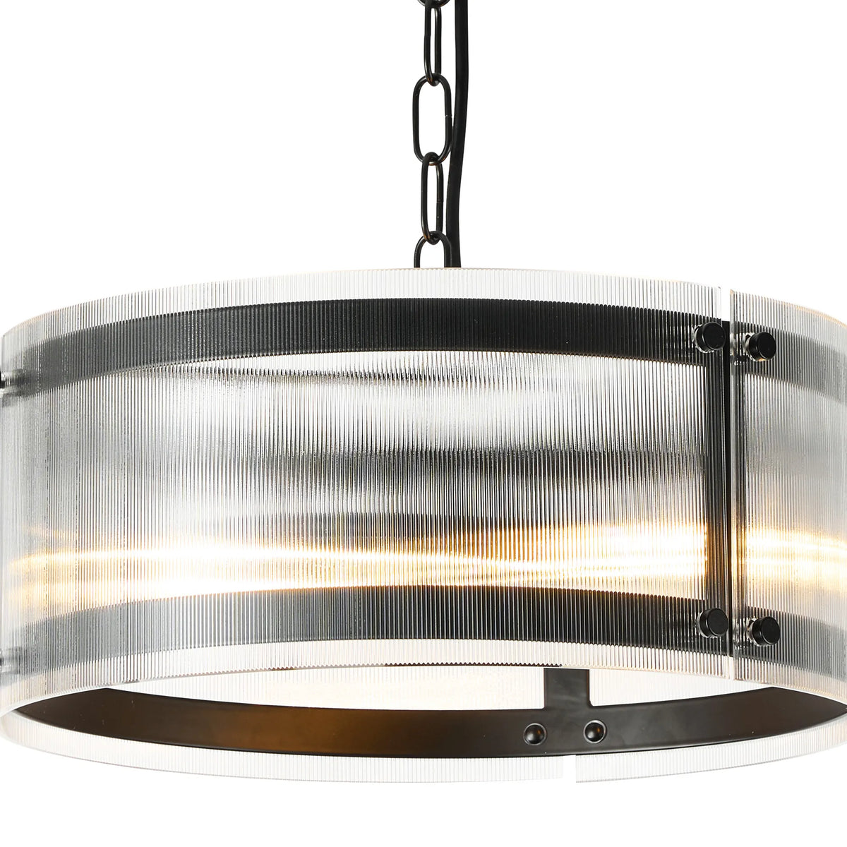 Portarlington 35cm Pendant Narrow Ribbed Glass